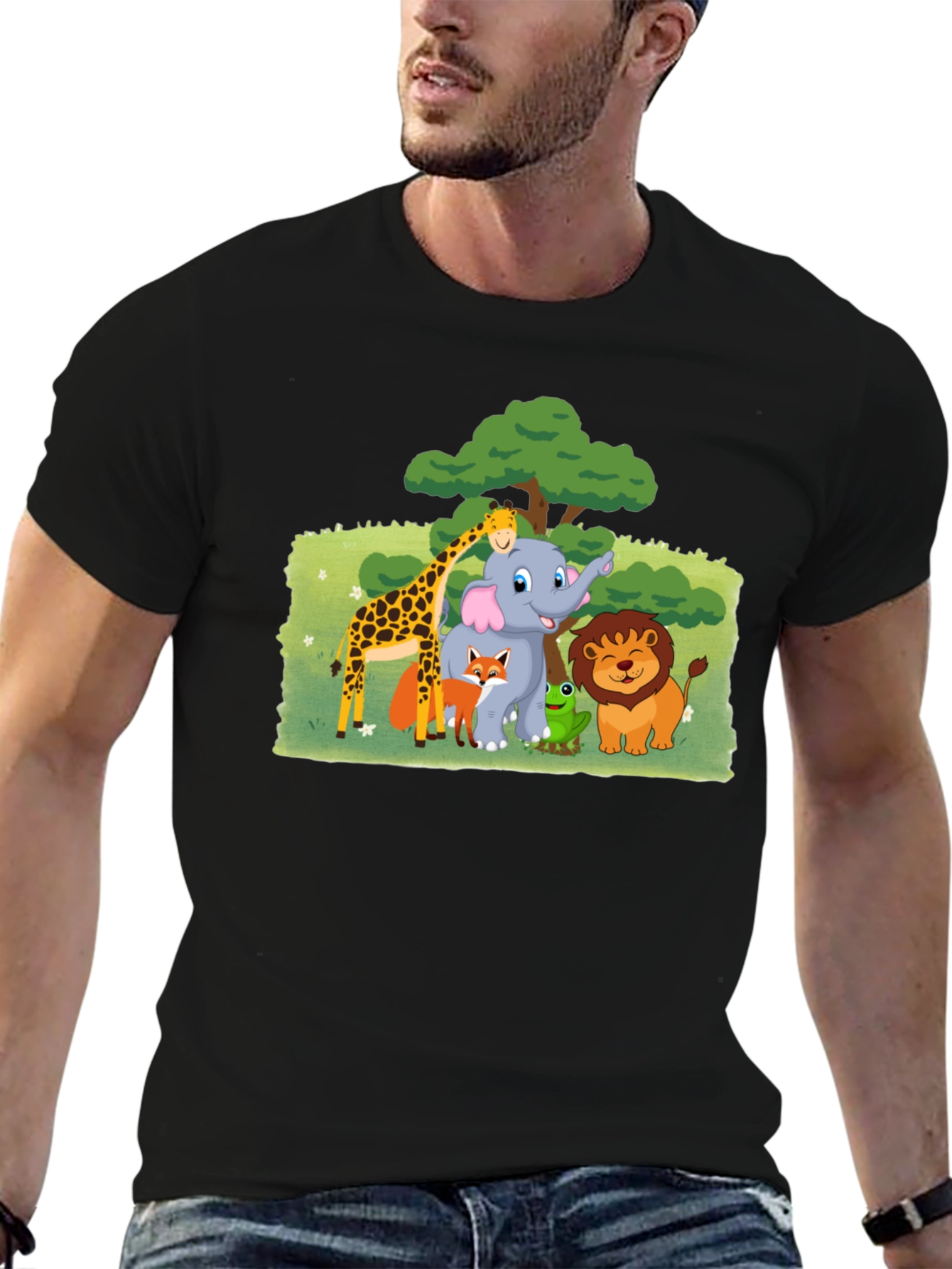 Fun Animal Cartoon Graphic T-Shirt
