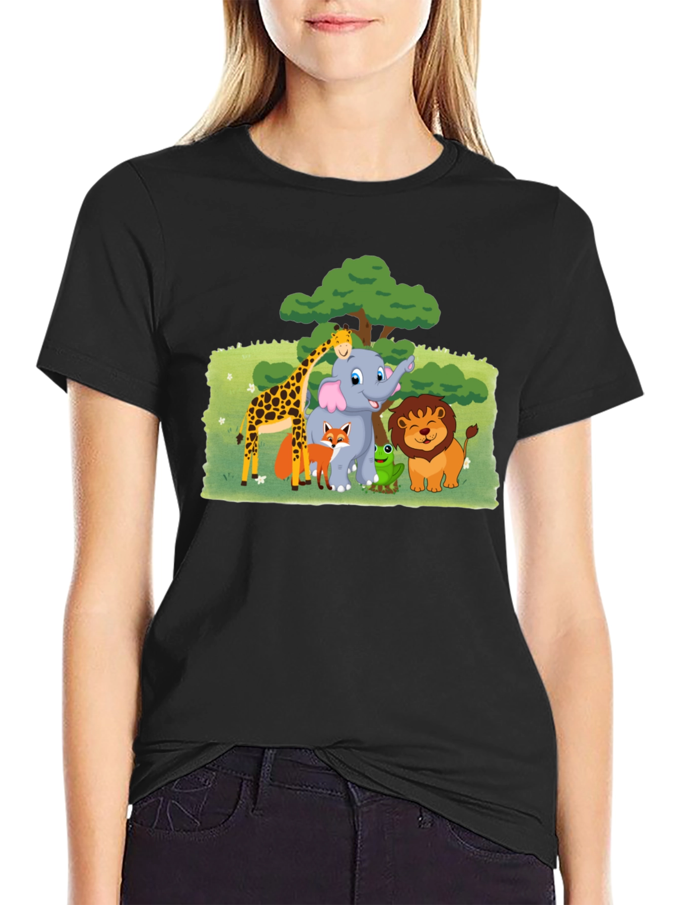 Fun Animal Cartoon Graphic T-Shirt