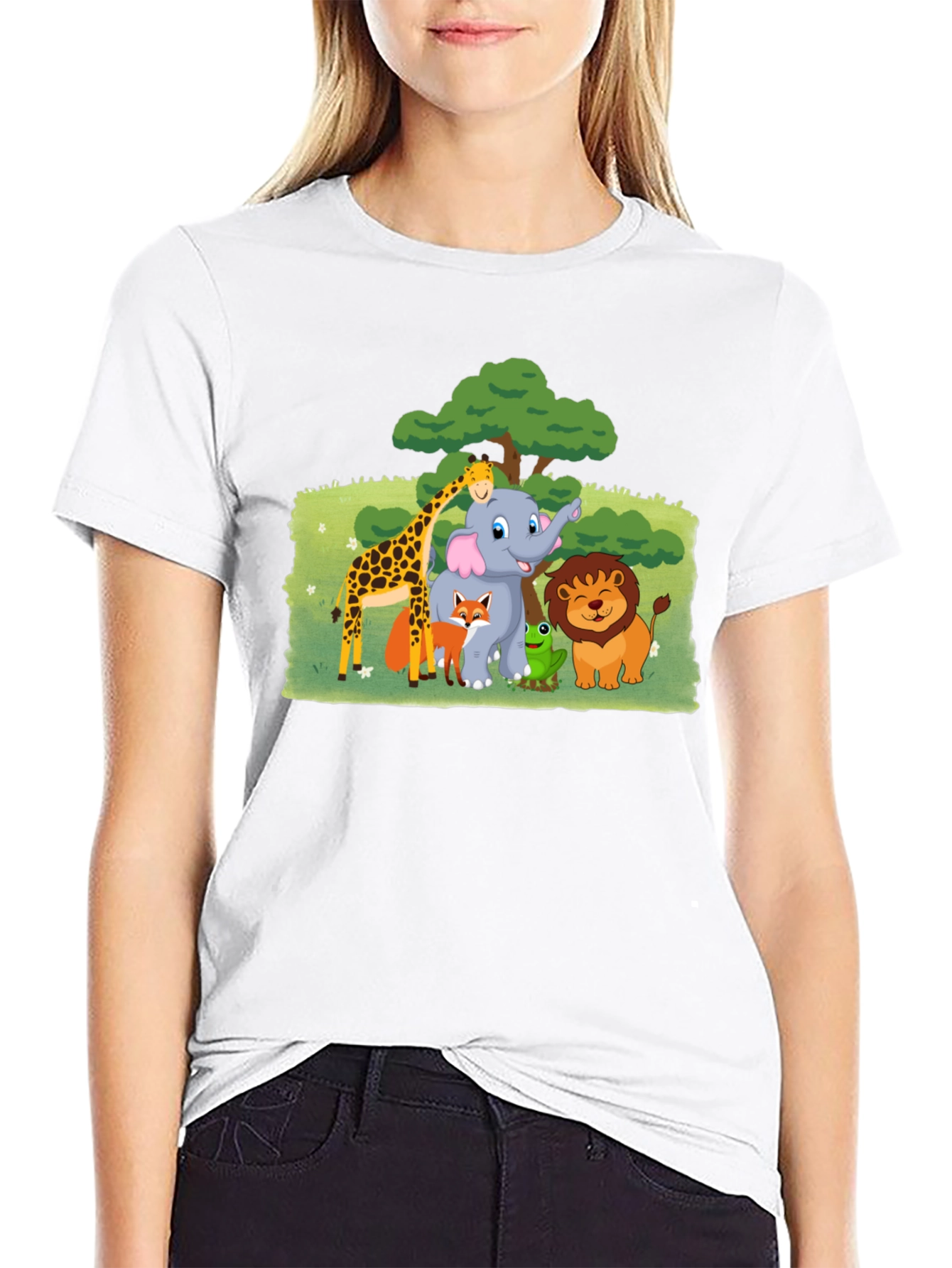 Fun Animal Cartoon Graphic T-Shirt