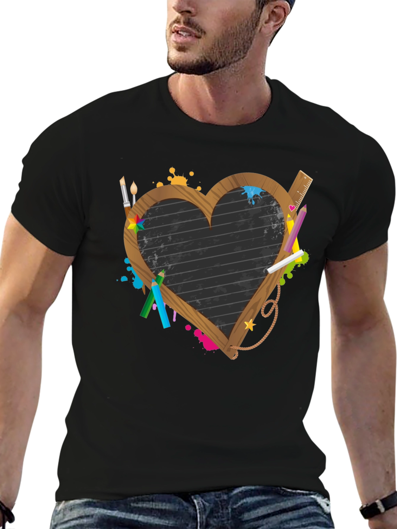 Heart Chalkboard Graphic Tee - Artsy Teacher Shirt