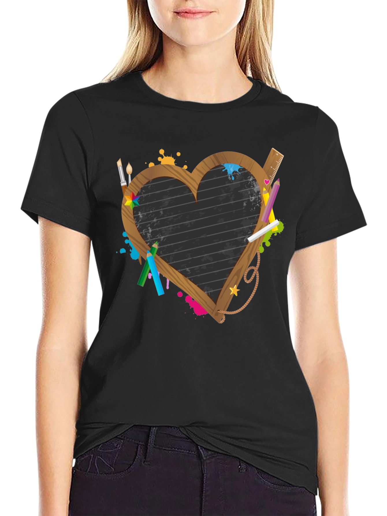 Heart Chalkboard Graphic Tee - Artsy Teacher Shirt