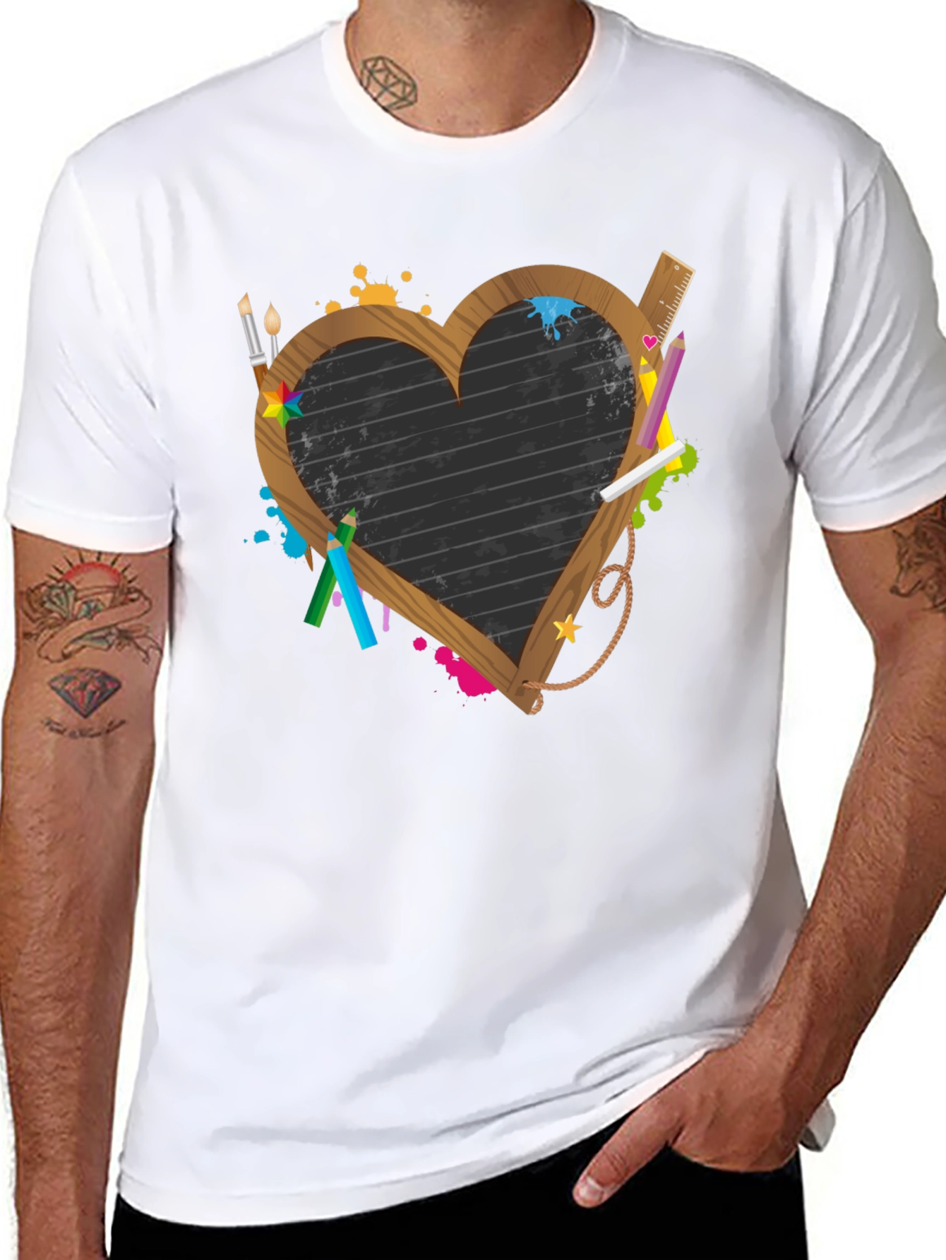 Heart Chalkboard Graphic Tee - Artsy Teacher Shirt