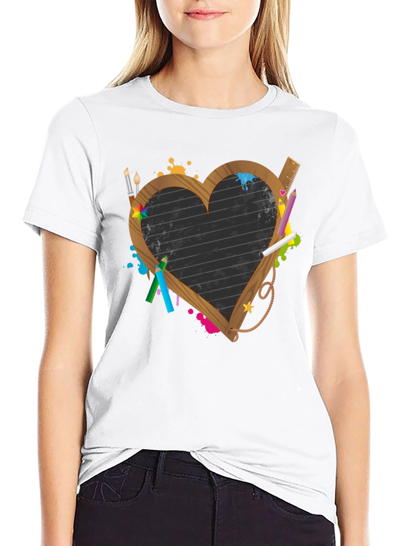 Heart Chalkboard Graphic Tee - Artsy Teacher Shirt