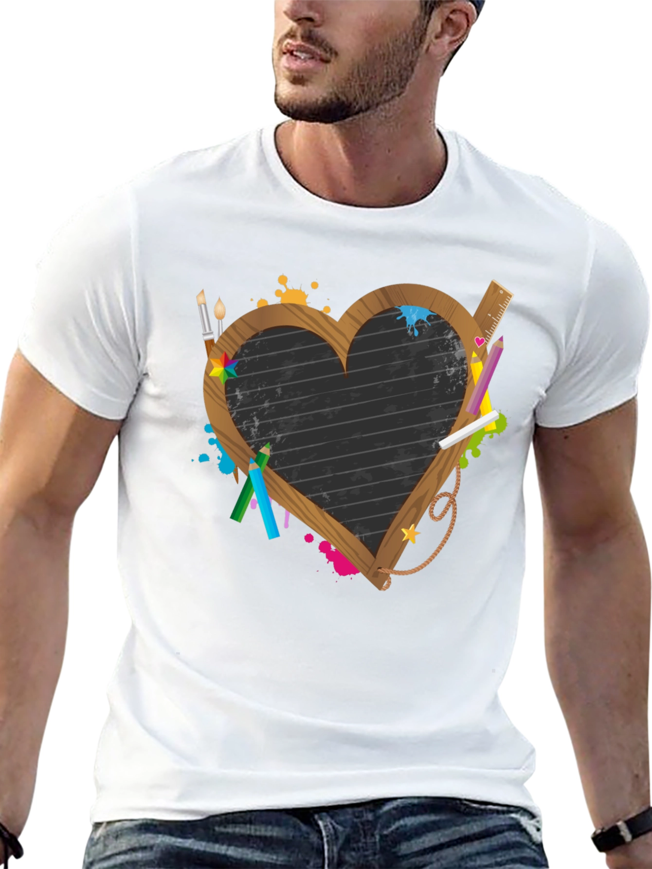 Heart Chalkboard Graphic Tee - Artsy Teacher Shirt