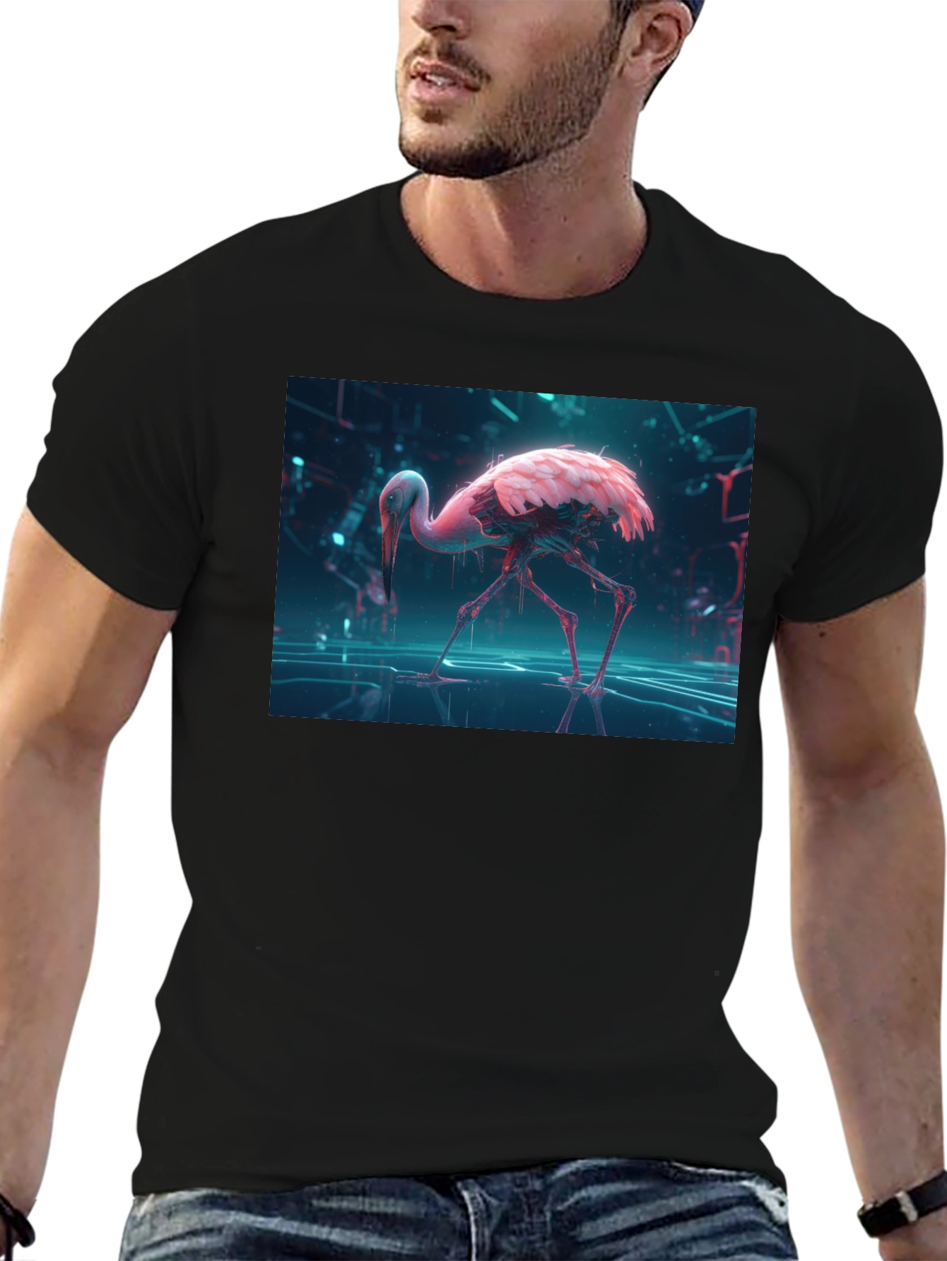 Cyberpunk Flamingo Graphic Tee - Unique Design