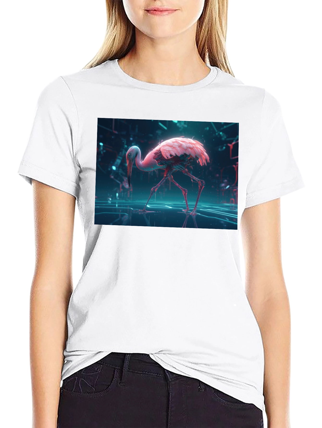 Cyberpunk Flamingo Graphic Tee - Unique Design