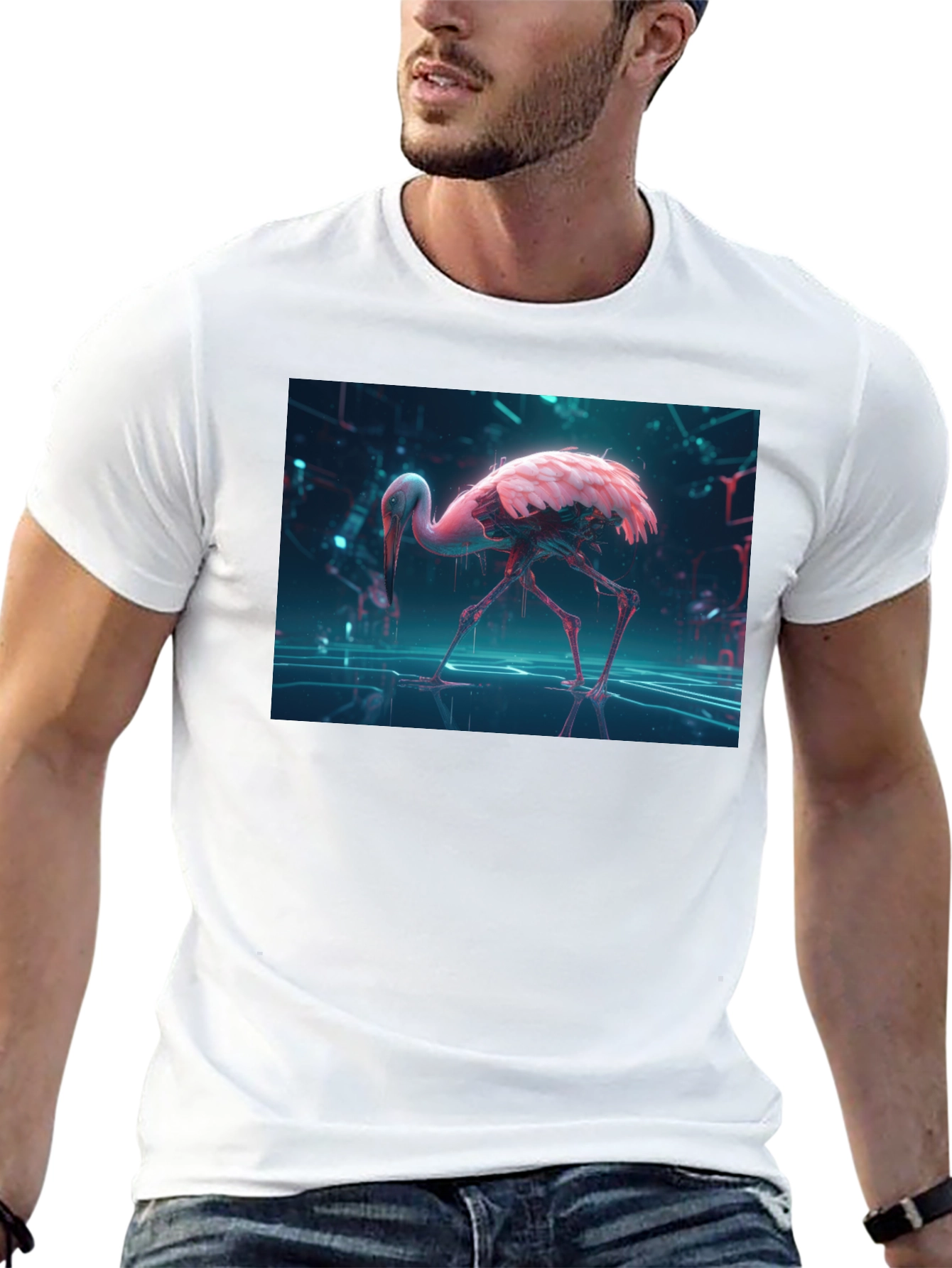 Cyberpunk Flamingo Graphic Tee - Unique Design