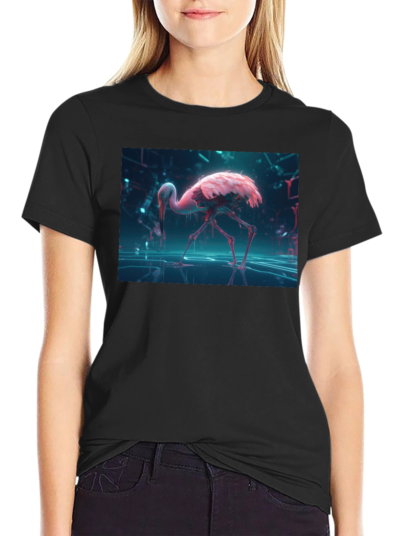 Cyberpunk Flamingo Graphic Tee - Unique Design