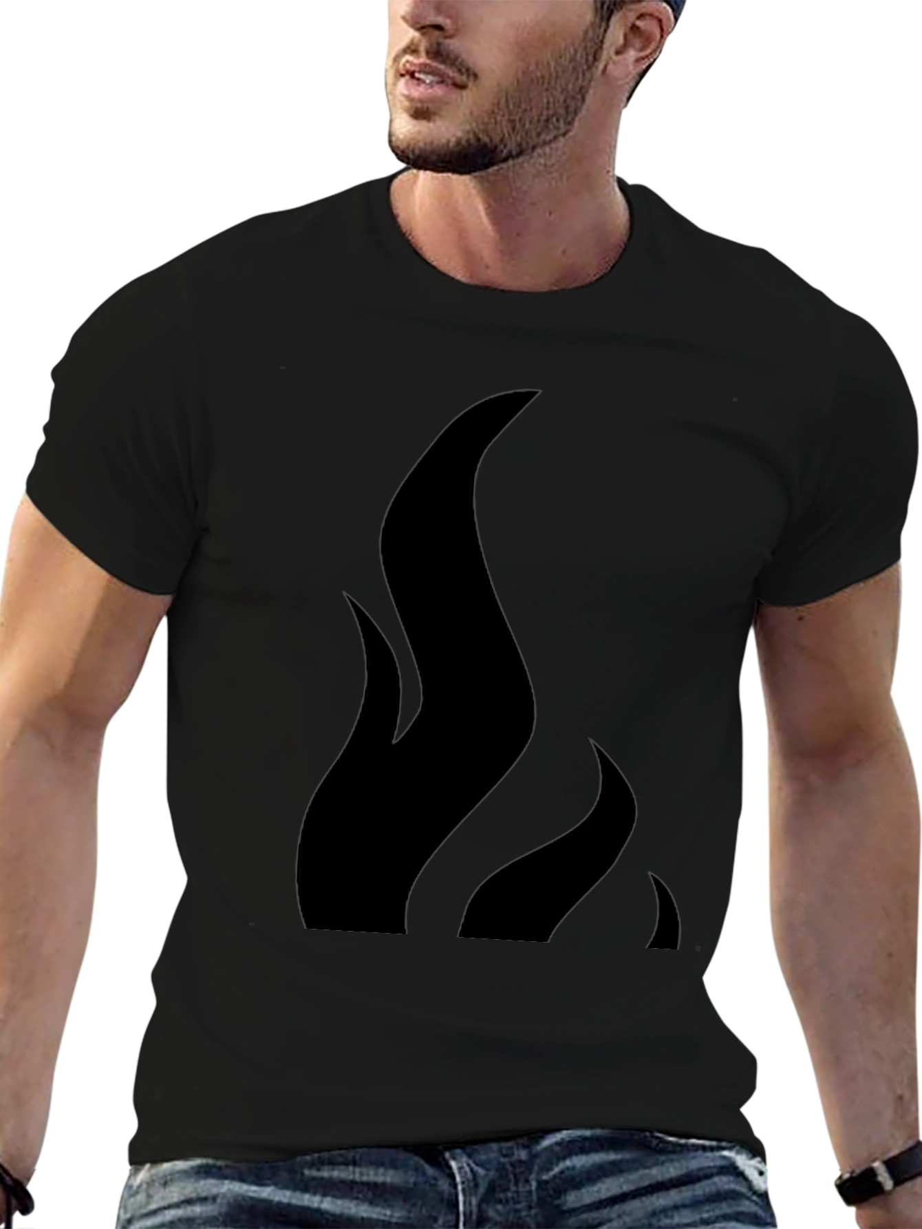 Mens Black Flame Graphic Tee - Casual Style