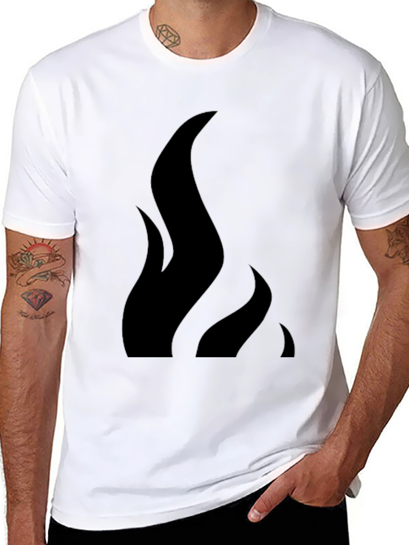 Mens Black Flame Graphic Tee - Casual Style