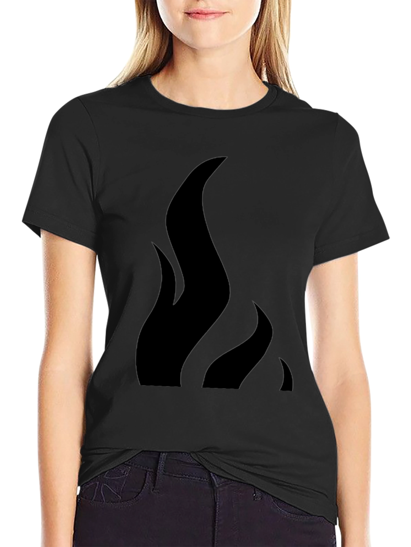 Mens Black Flame Graphic Tee - Casual Style