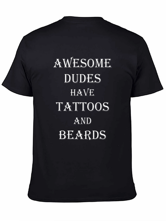 Awesome Dudes Tattoos & Beards Black T-Shirt