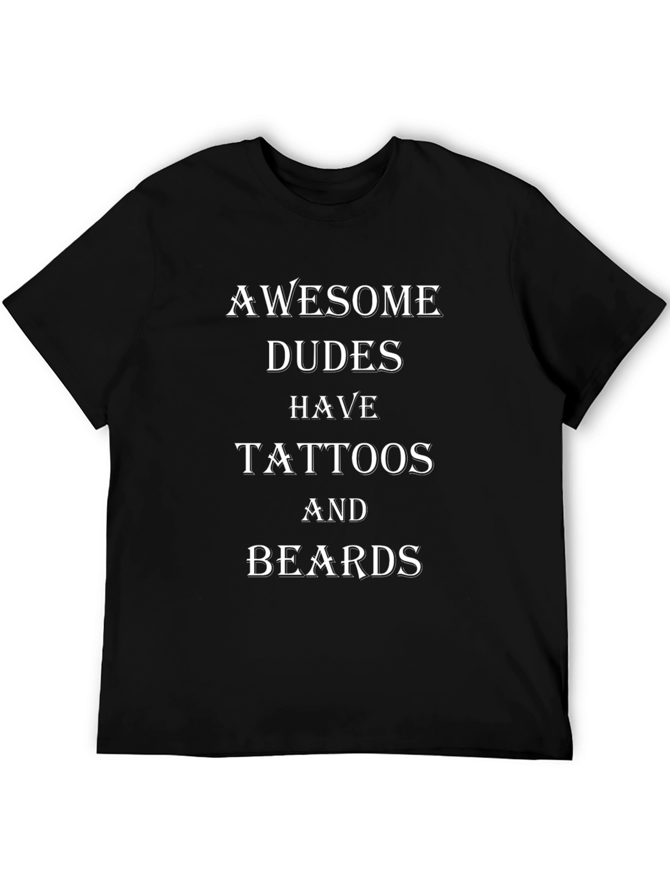 Awesome Dudes Tattoos & Beards Black T-Shirt