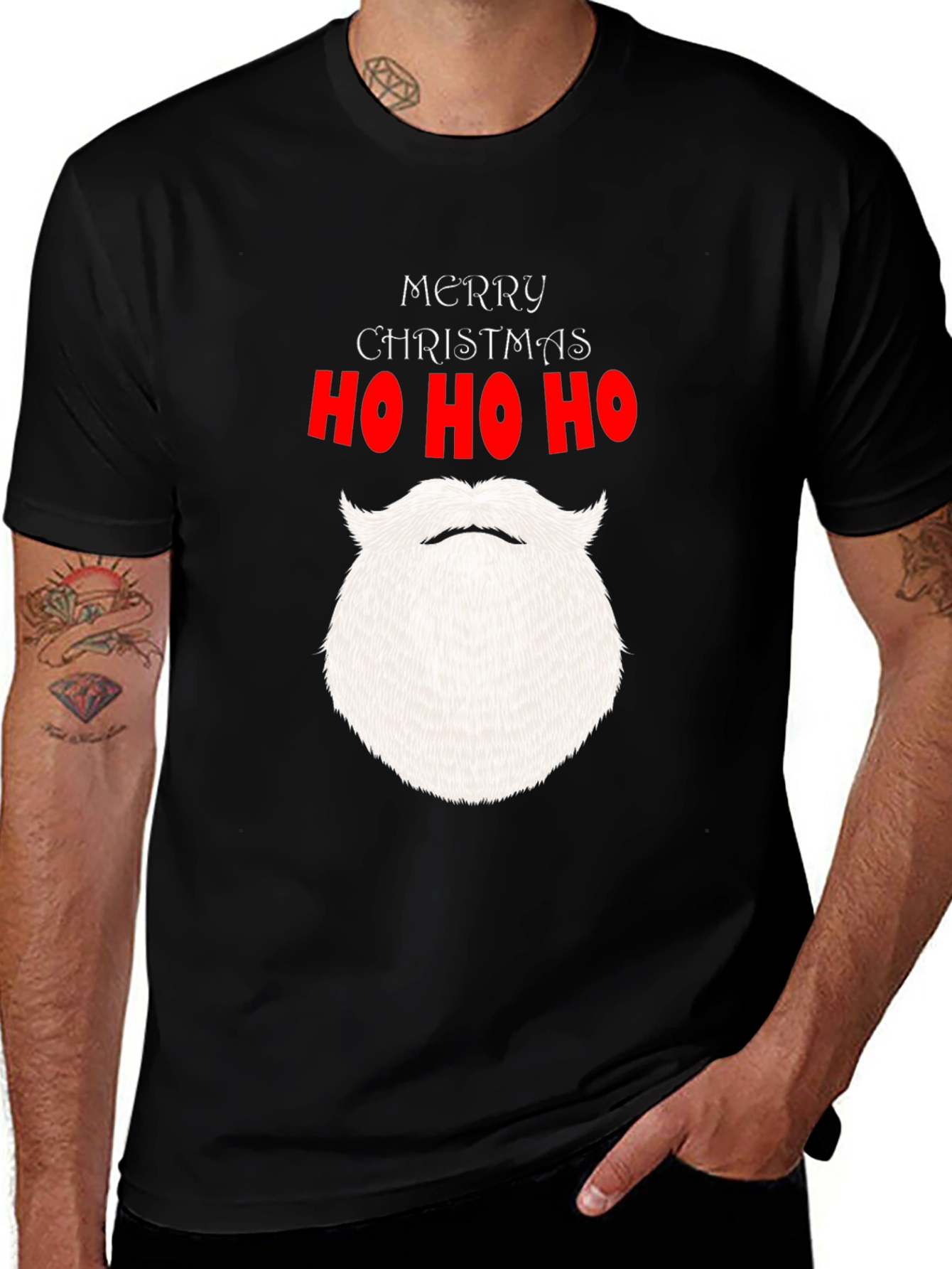 Festive Christmas Santa Beard Graphic Tee