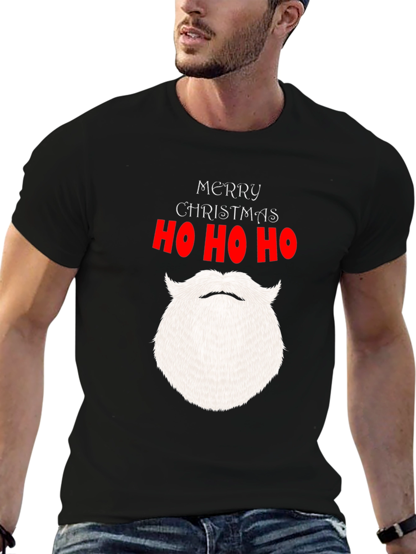 Festive Christmas Santa Beard Graphic Tee