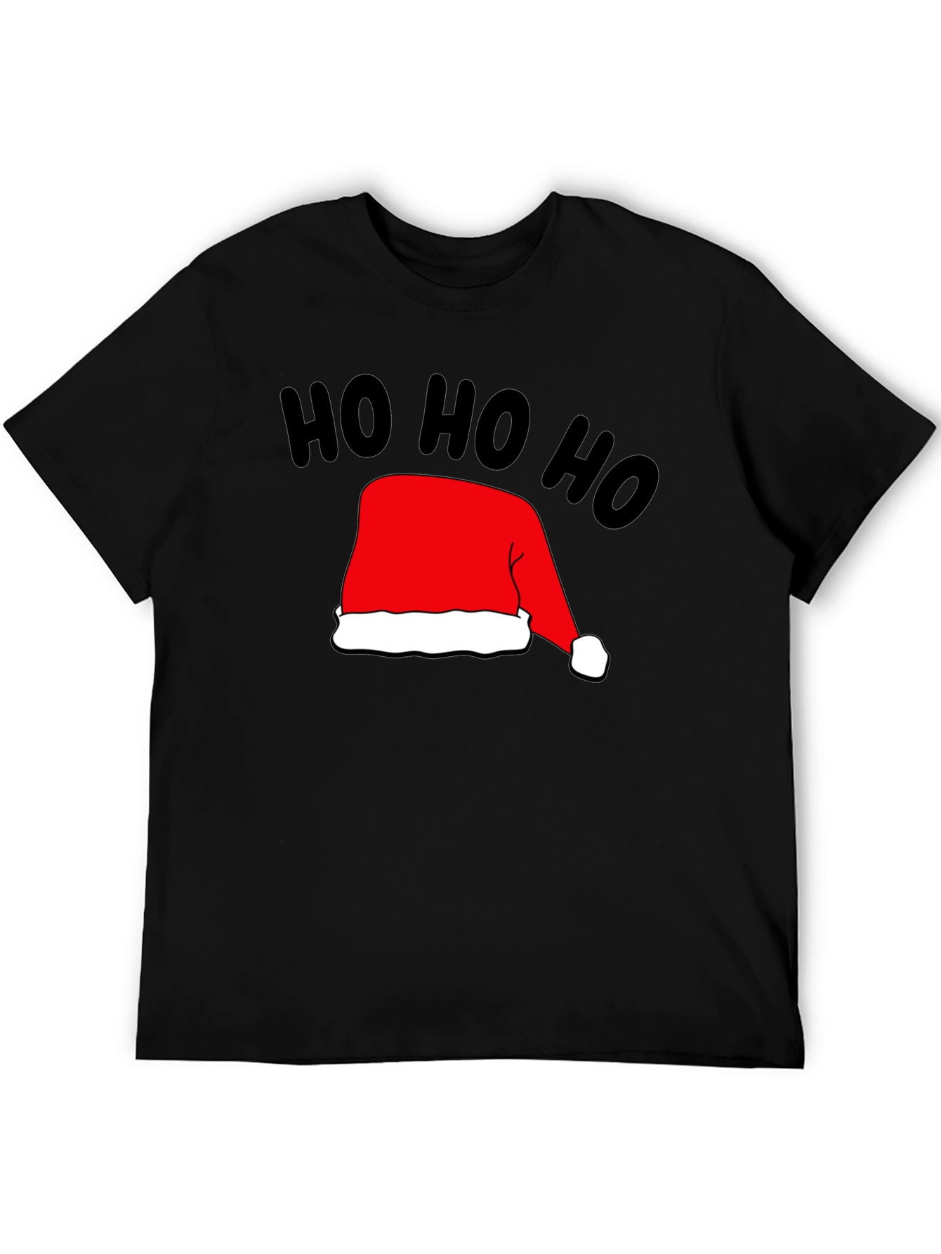 Festive Ho Ho Ho Santa Hat Black T-Shirt