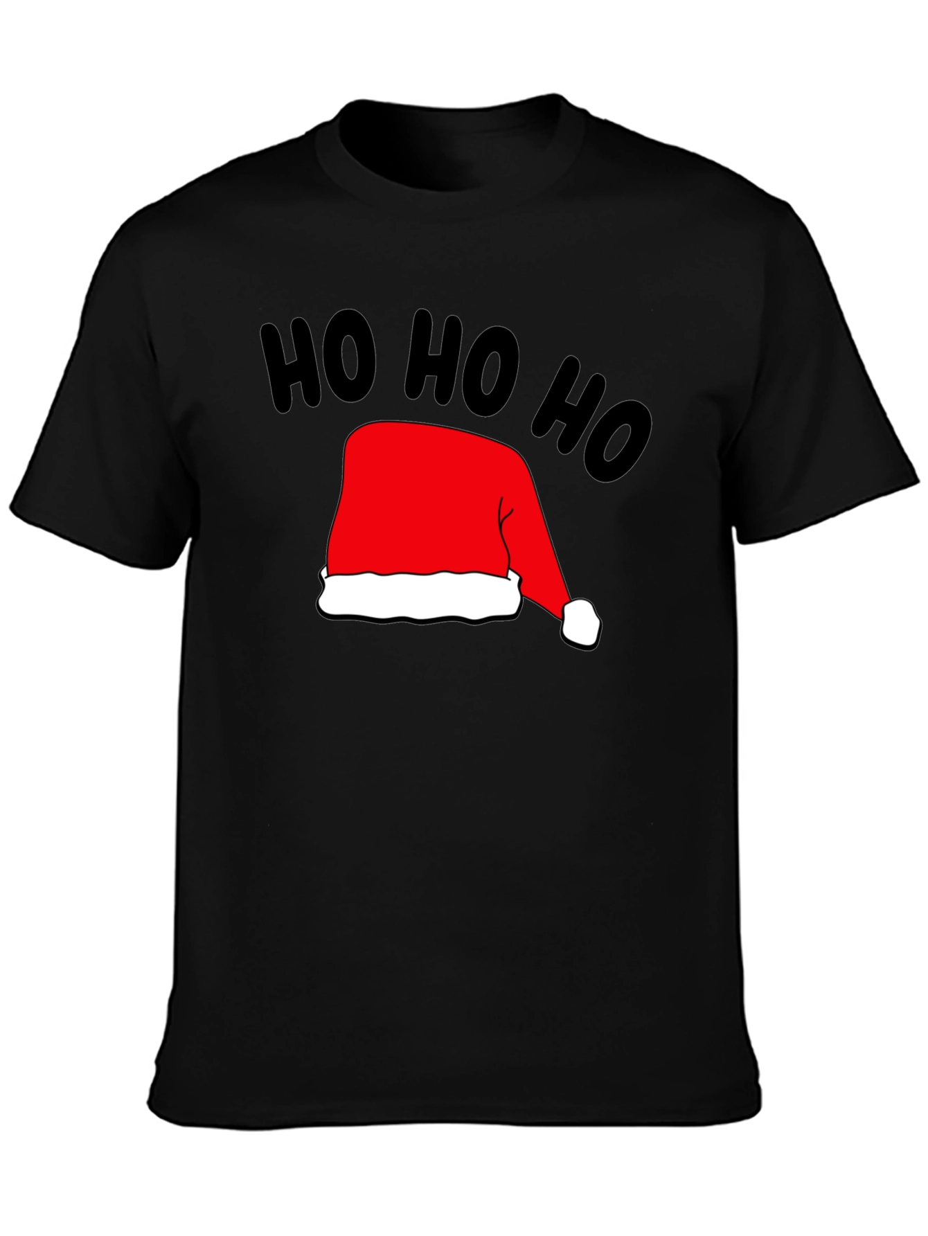 Festive Ho Ho Ho Santa Hat Black T-Shirt
