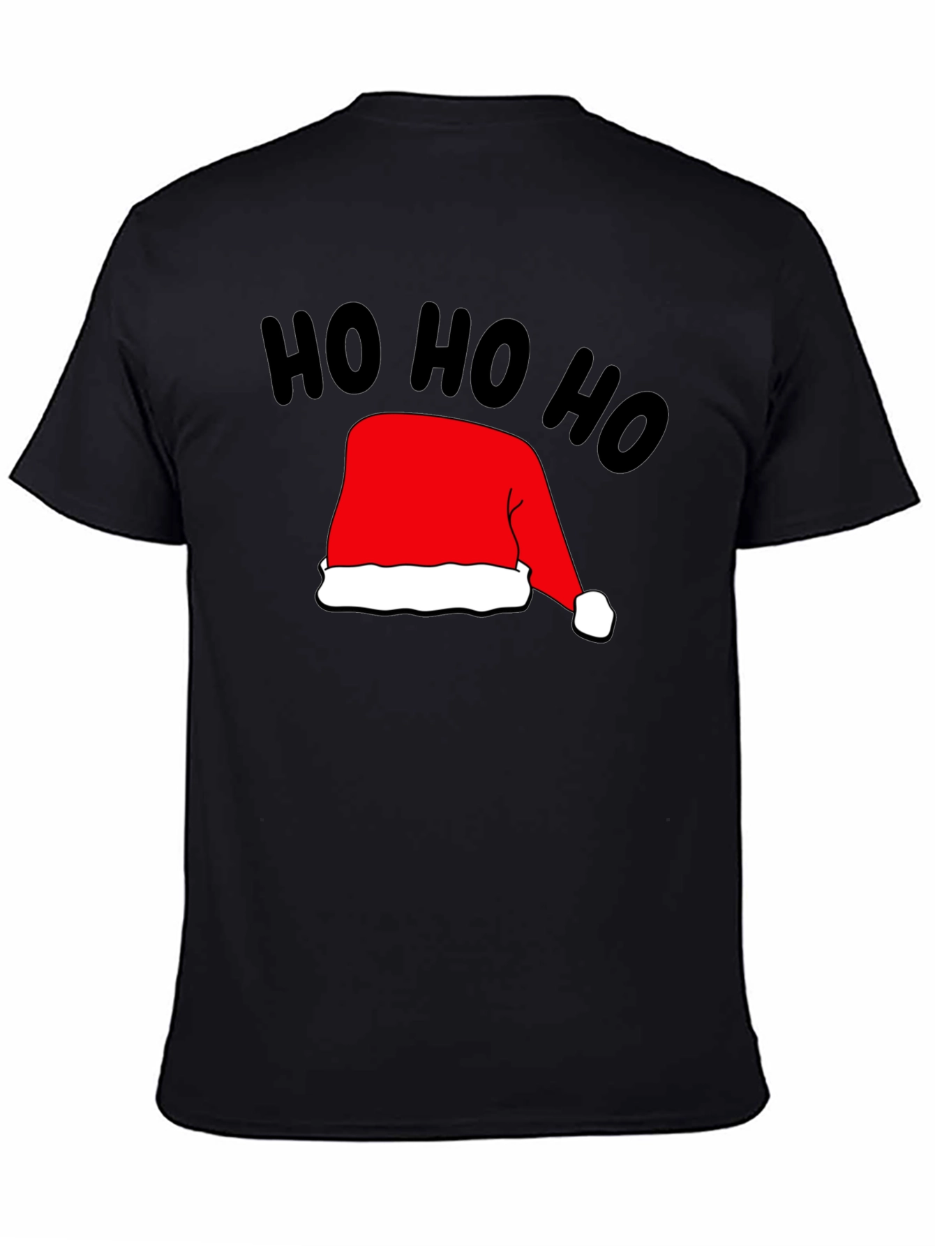 Festive Ho Ho Ho Santa Hat Black T-Shirt
