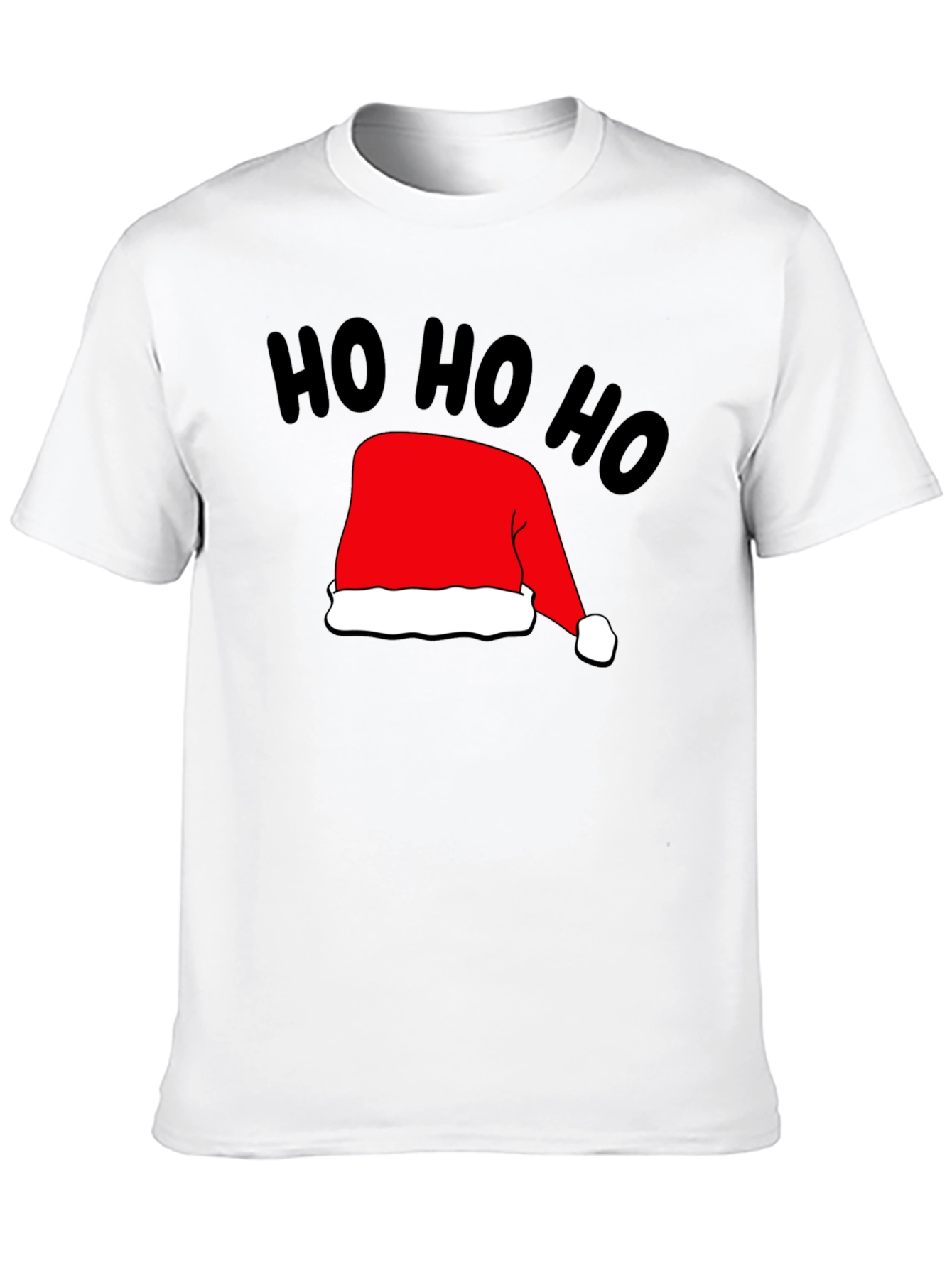 Festive Ho Ho Ho Santa Hat Black T-Shirt