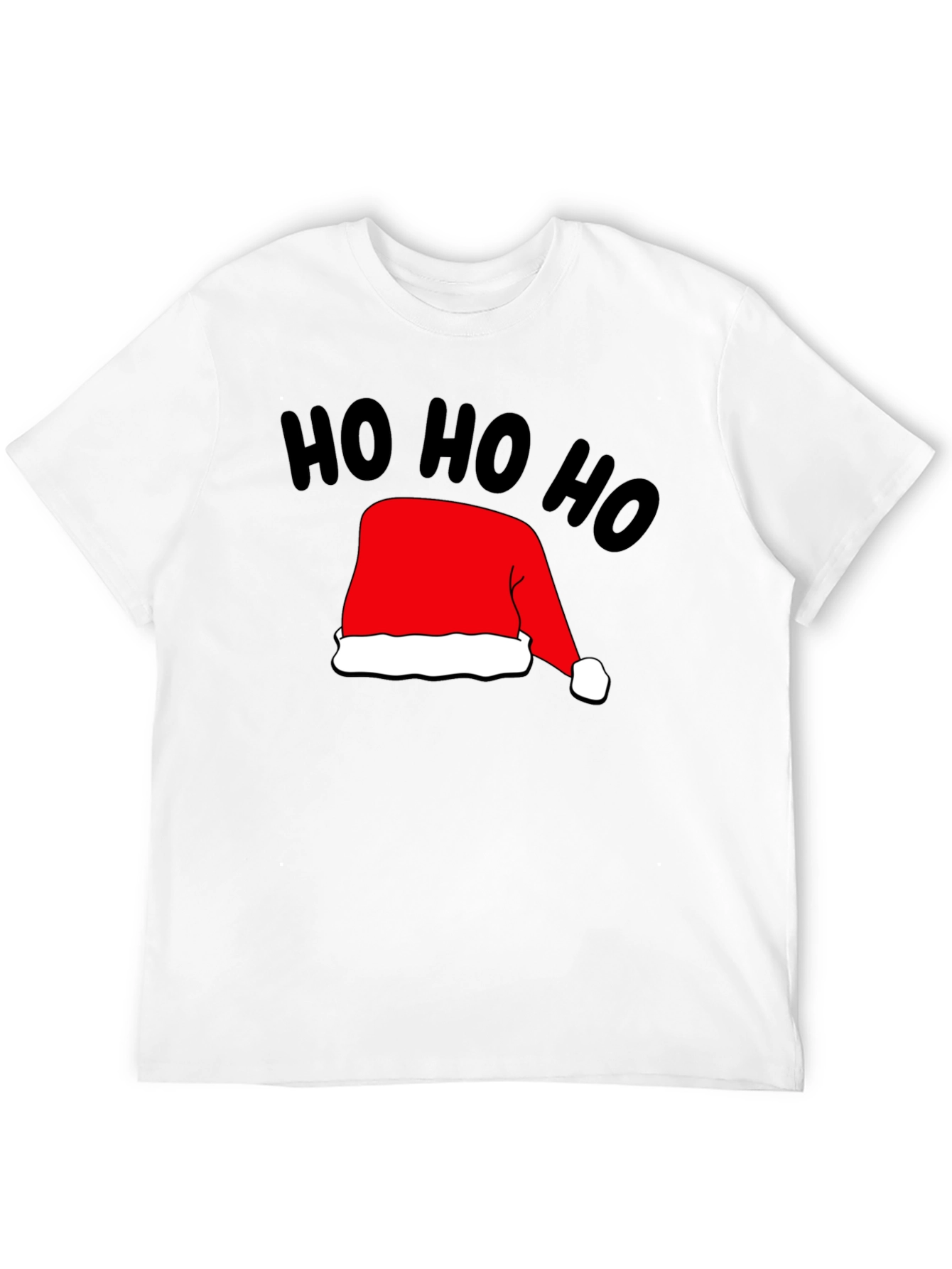 Festive Ho Ho Ho Santa Hat Black T-Shirt