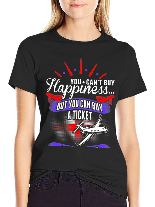 Happiness Ticket T-Shirt - Airplane Graphic Tee