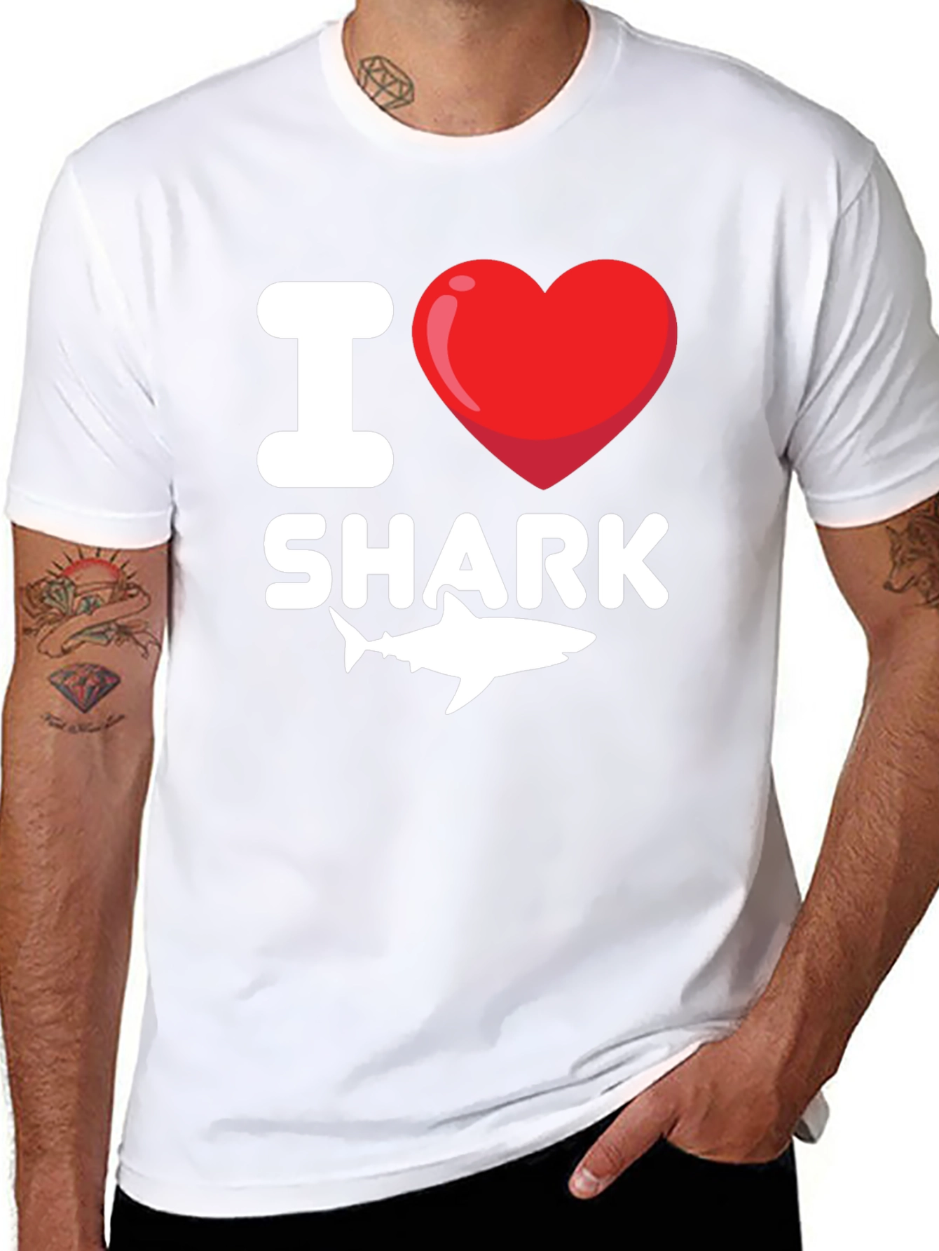 I Heart Shark T-Shirt - Black Cotton Tee