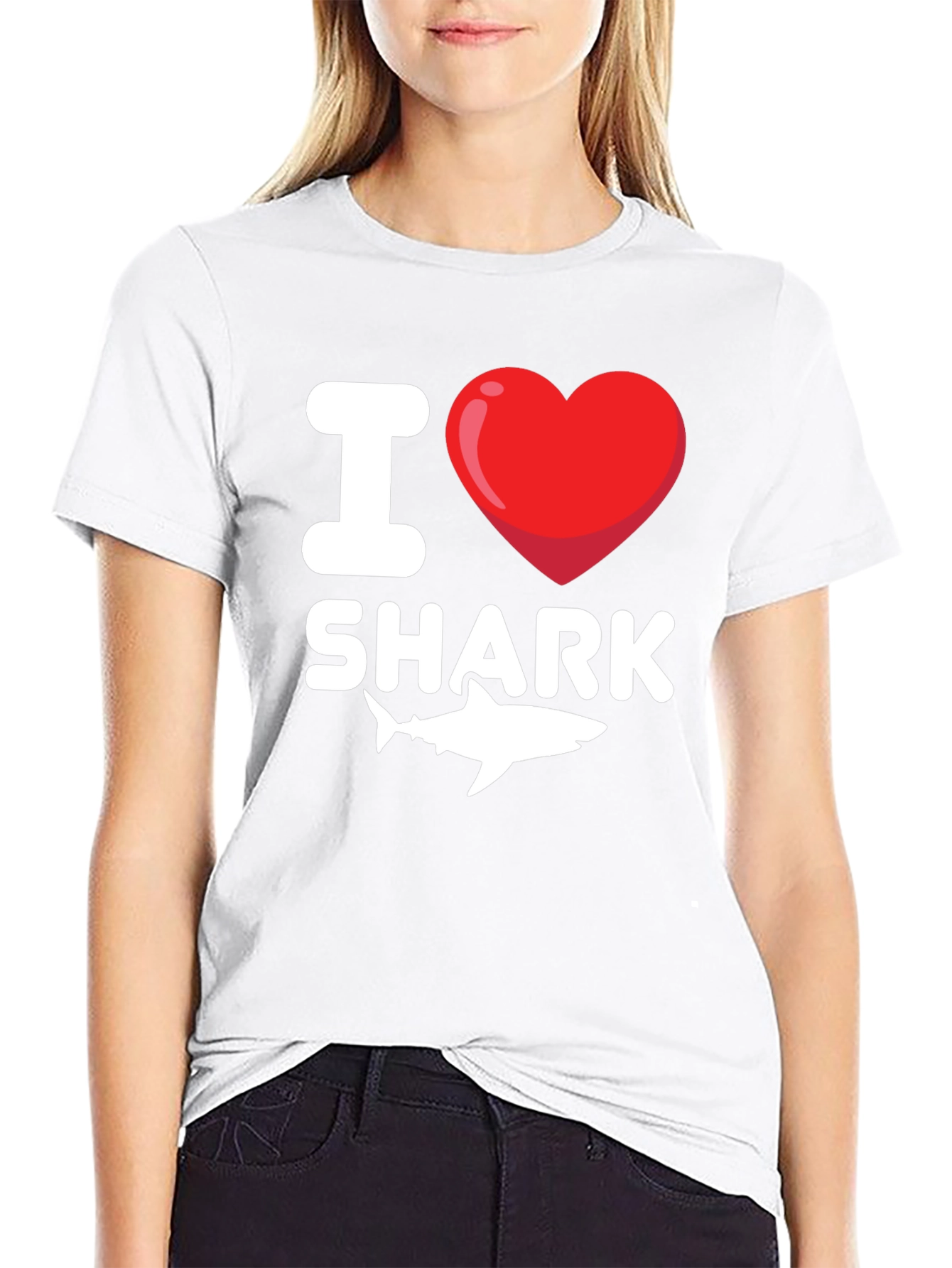I Heart Shark T-Shirt - Black Cotton Tee