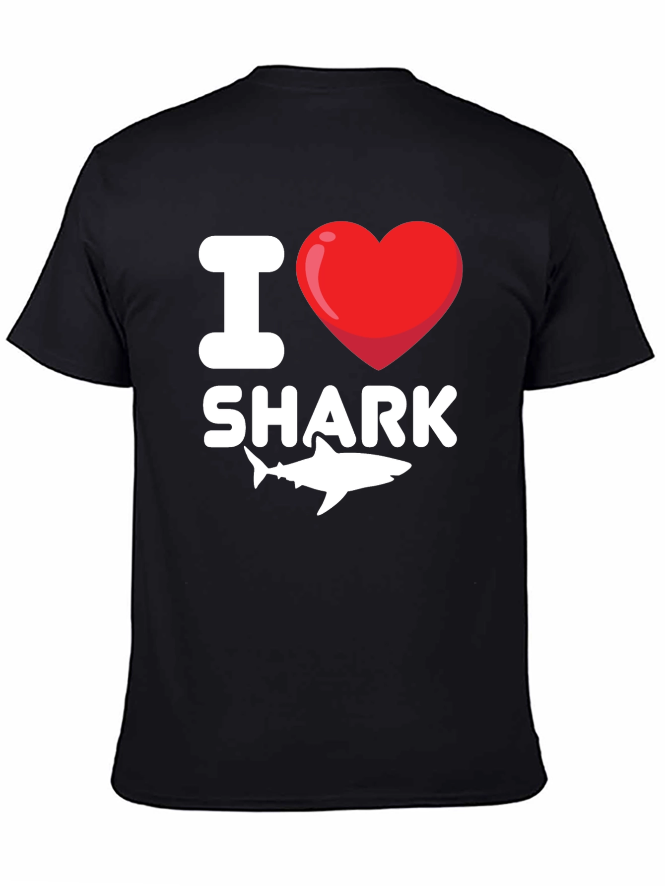 I Heart Shark T-Shirt - Black Cotton Tee