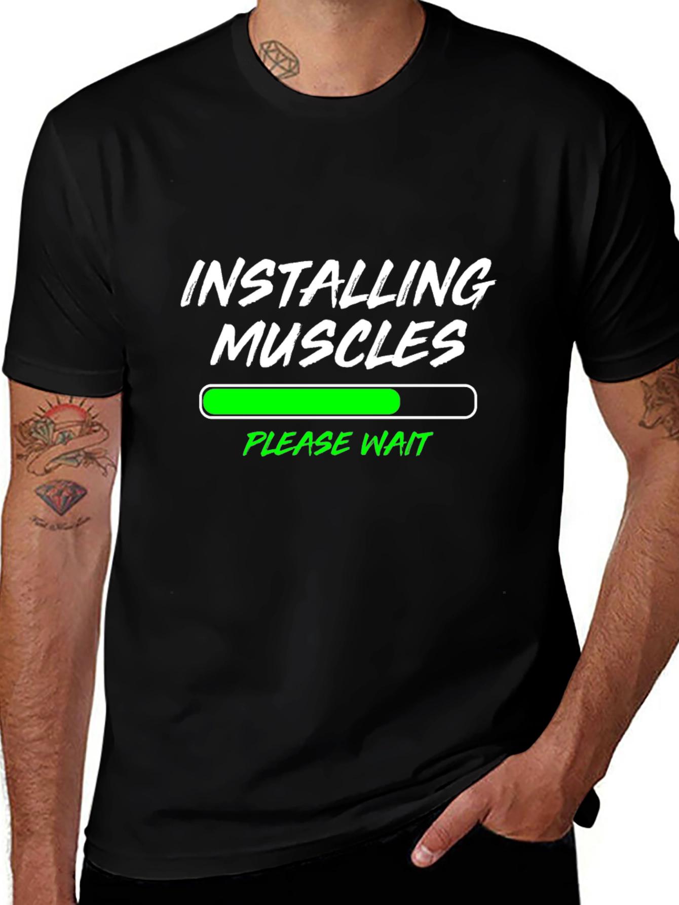 Installing Muscles Black Graphic Tee