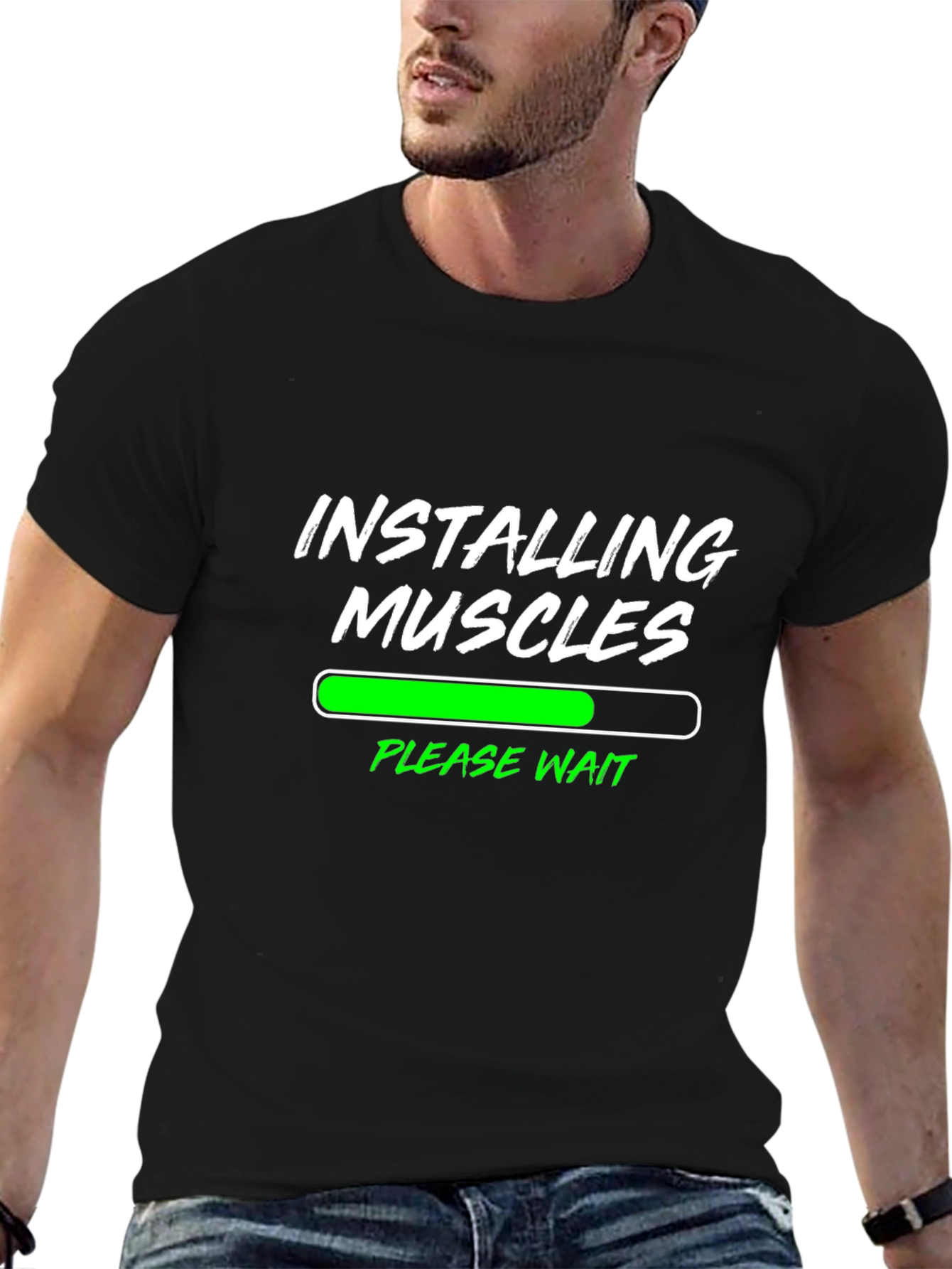 Installing Muscles Black Graphic Tee