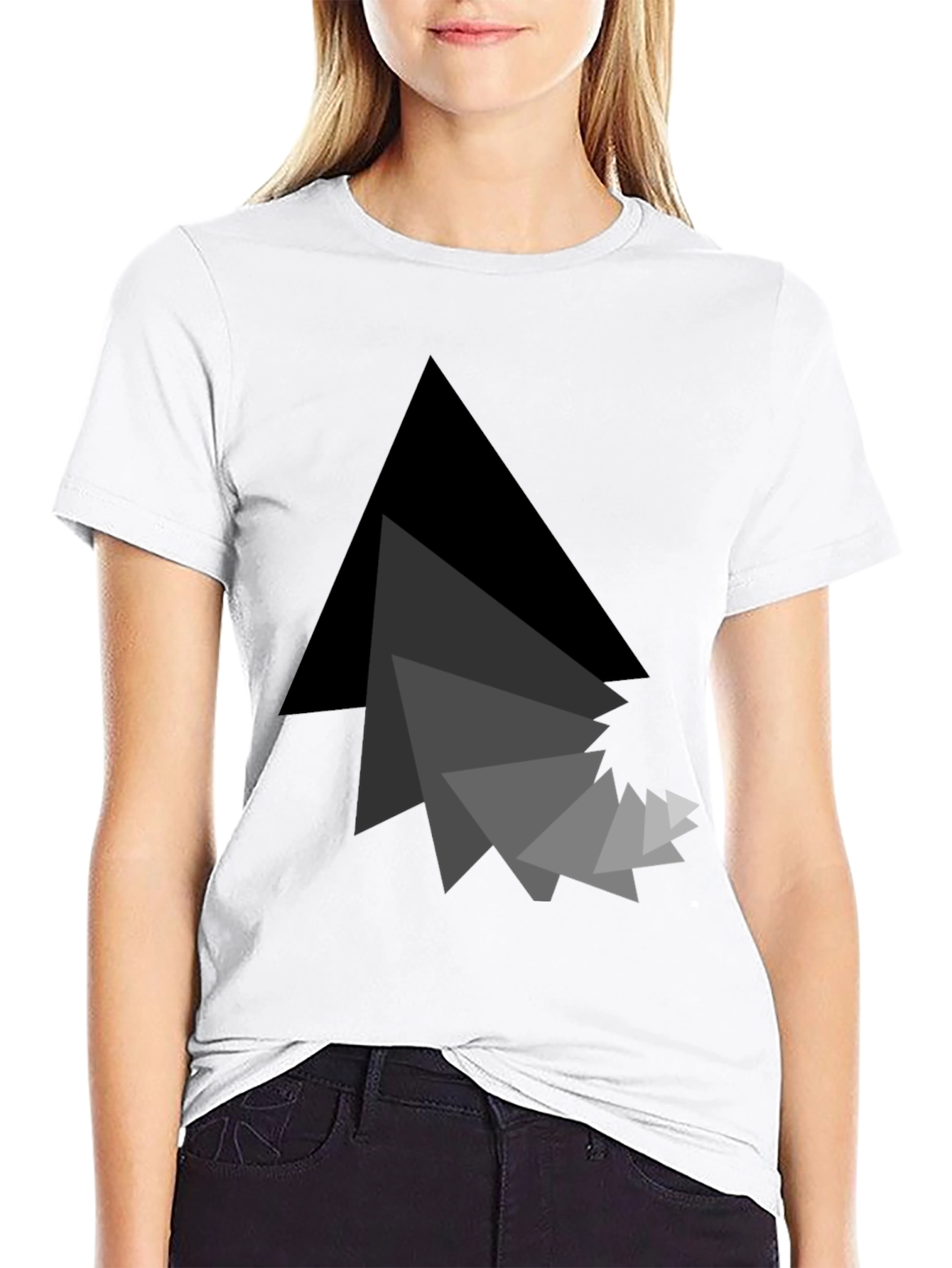 Abstract Triangle Graphic Black T-Shirt