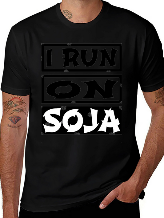 I Run On Soja Graphic Tee - Cool Black T-Shirt