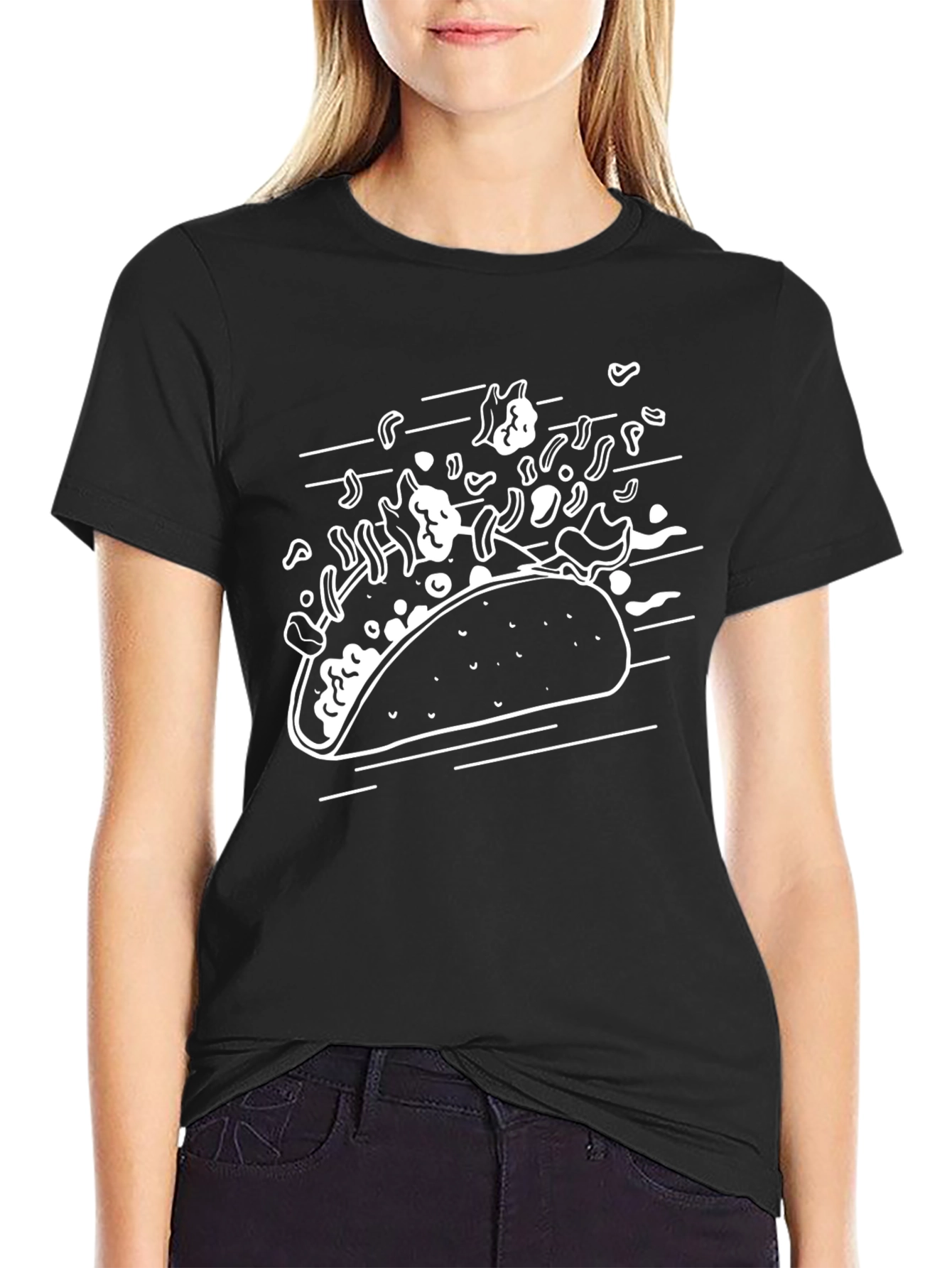 Taco Graphic Tee - Black Crew Neck T-Shirt