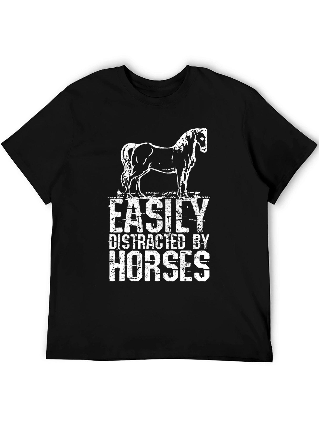 Easily Distracted by Horses Black Graphic T-Shirt