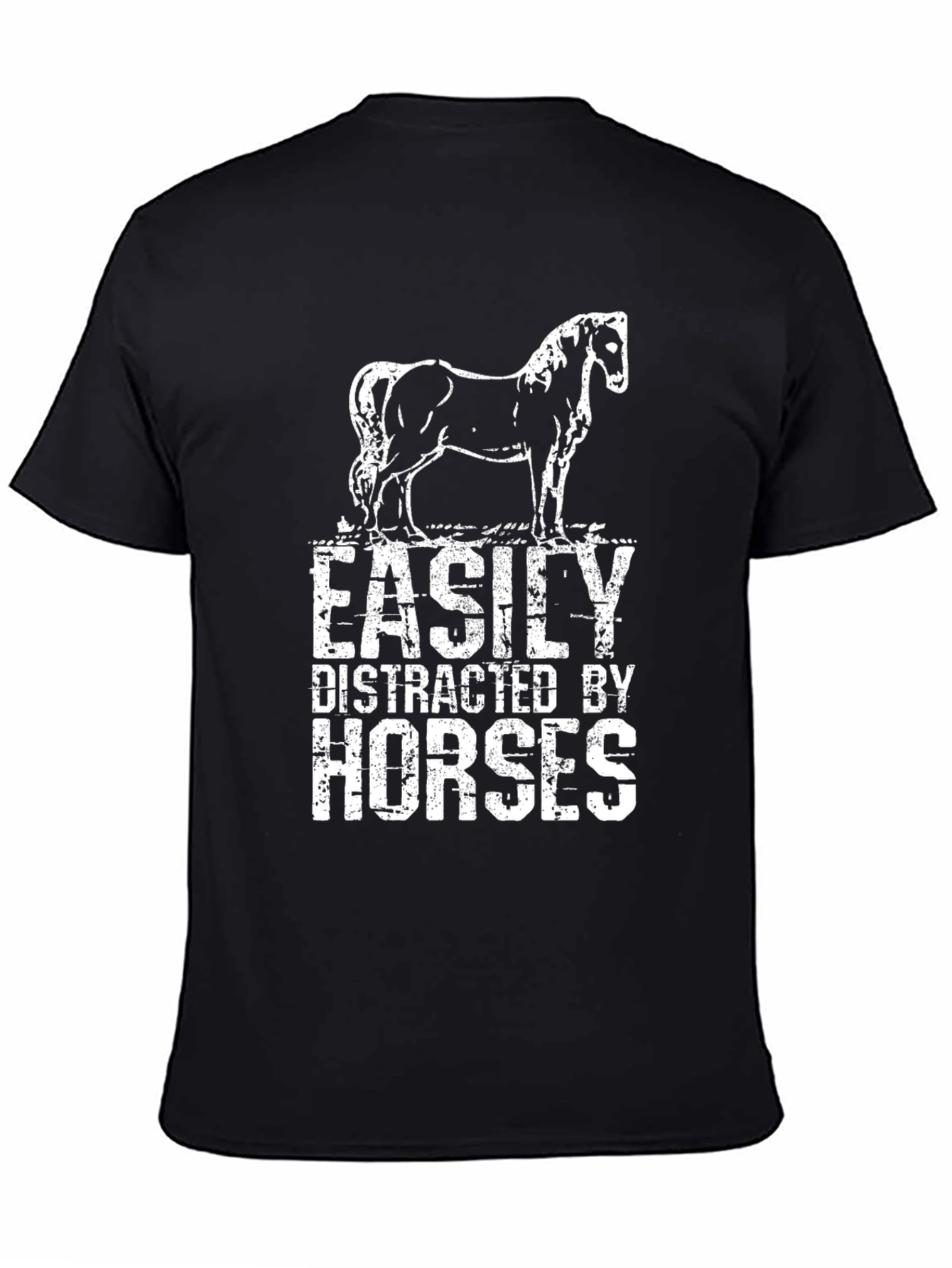 Easily Distracted by Horses Black Graphic T-Shirt