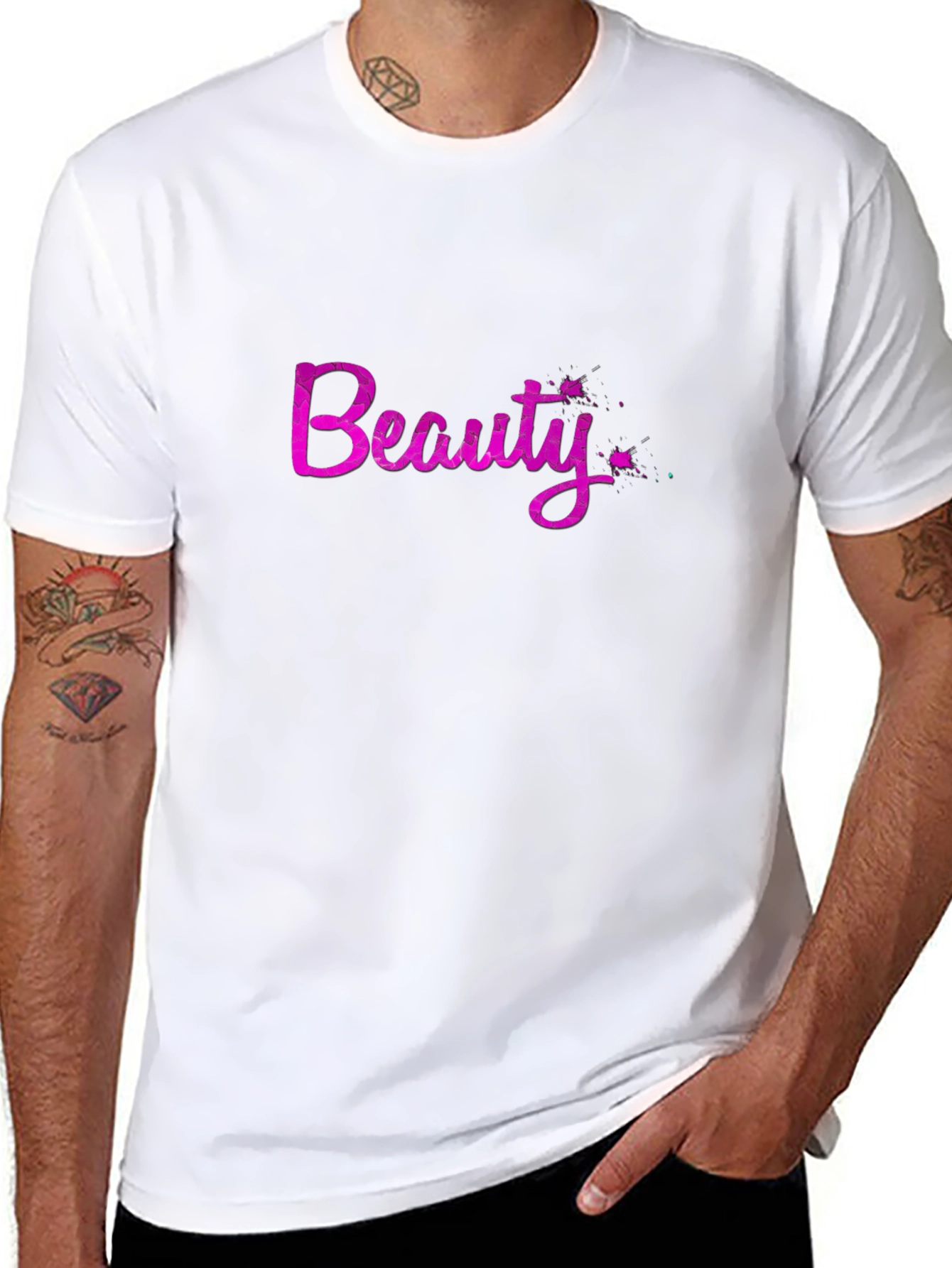 Beauty Graphic Tee - Stylish Black Casual T-Shirt