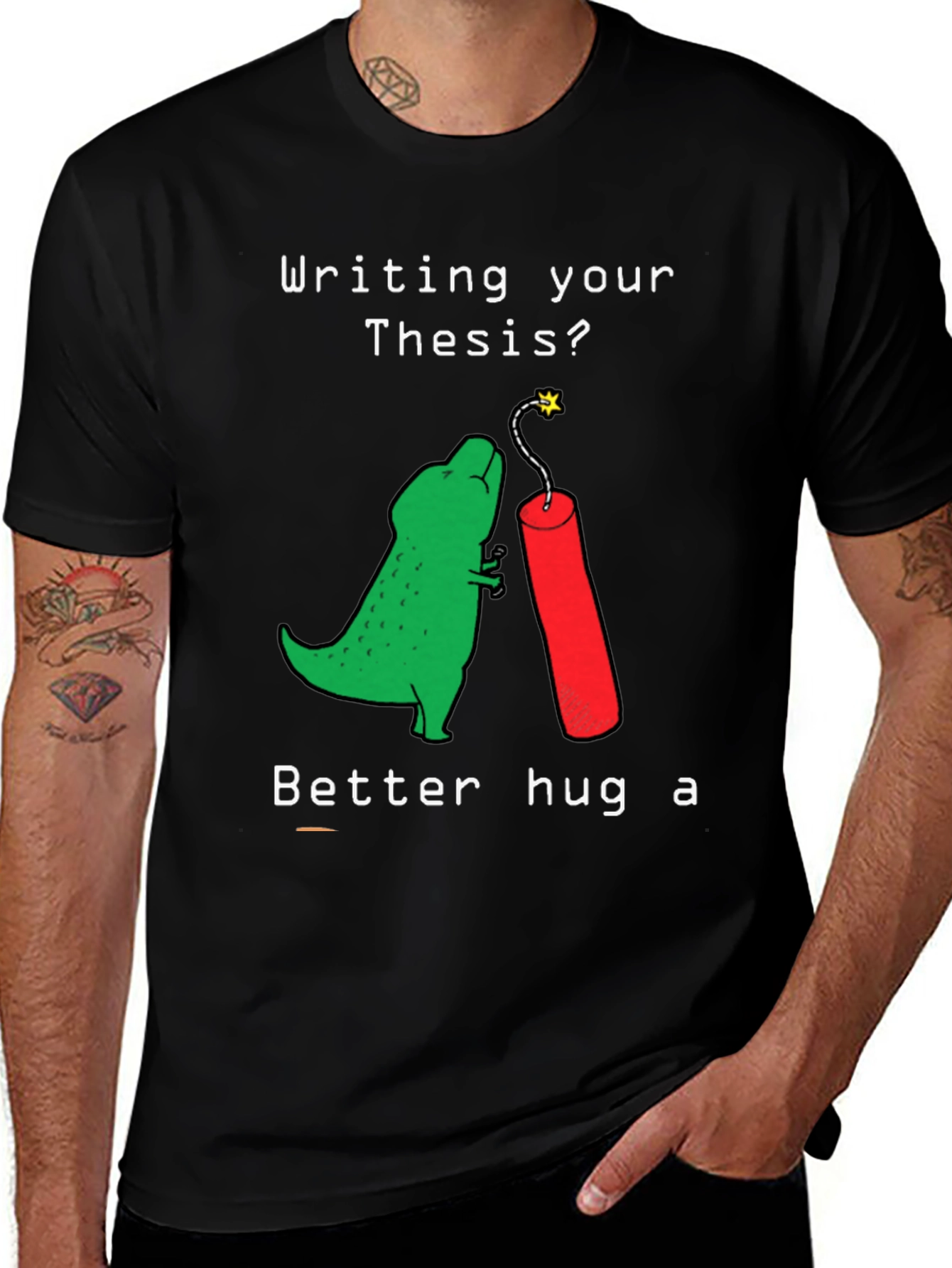 Thesis Dinosaur Hugging Dynamite Funny T-Shirt