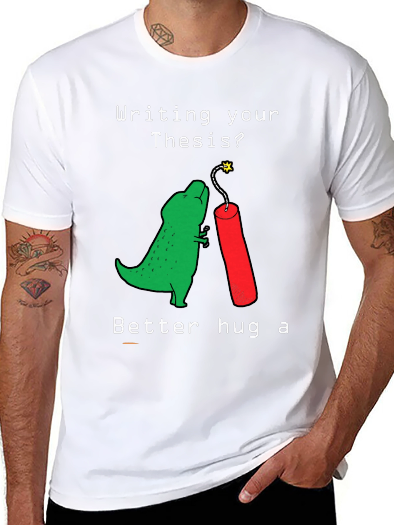 Thesis Dinosaur Hugging Dynamite Funny T-Shirt