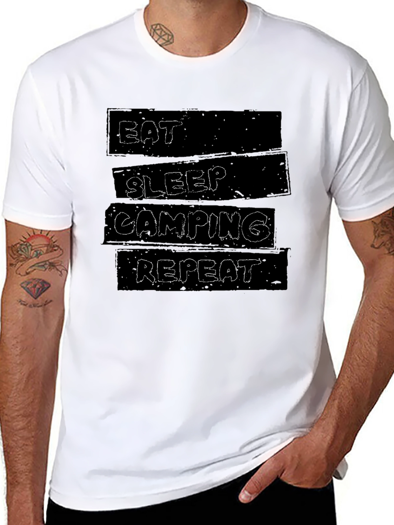 Eat Sleep Camping Repeat Black T-Shirt