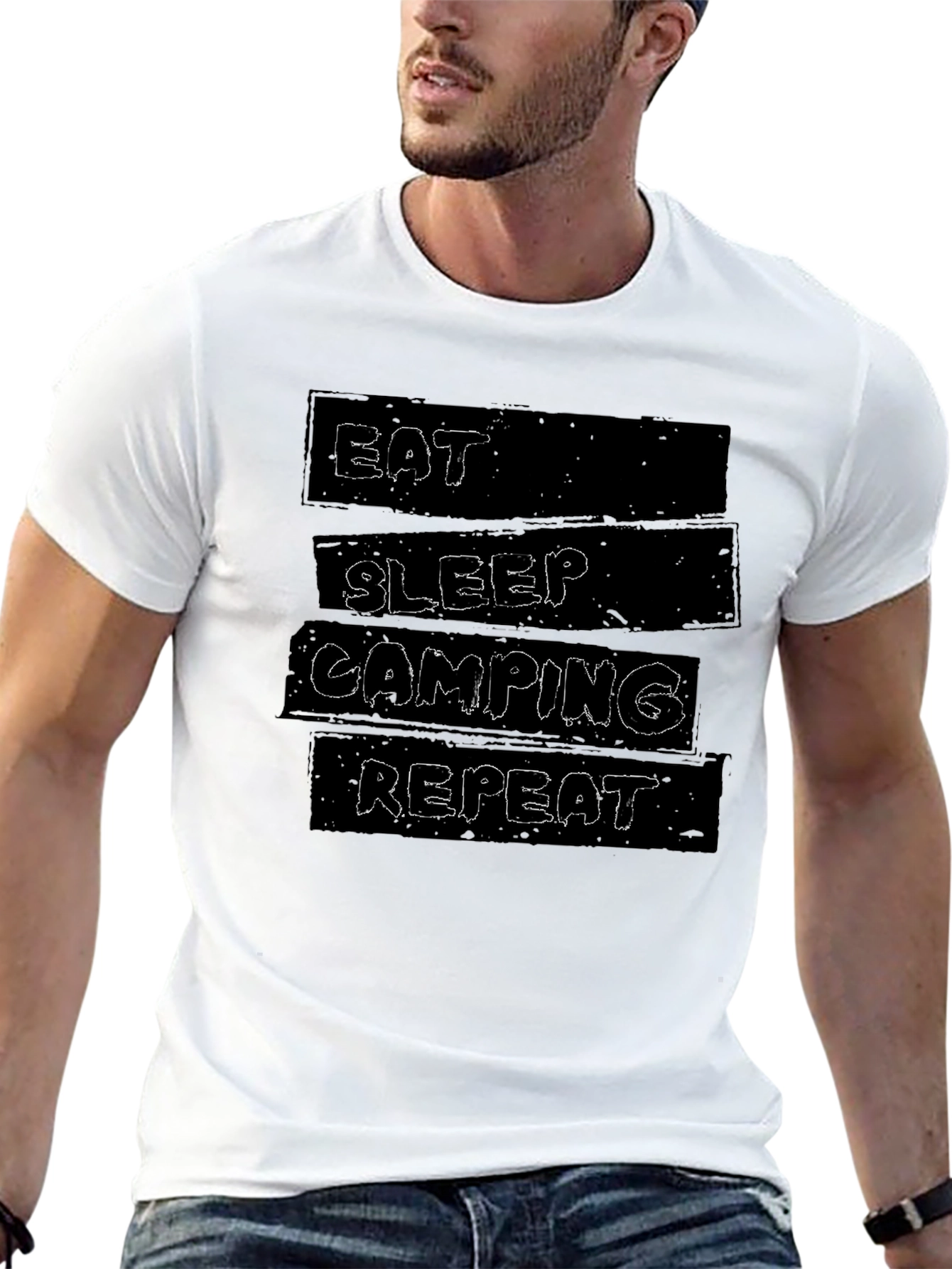 Eat Sleep Camping Repeat Black T-Shirt