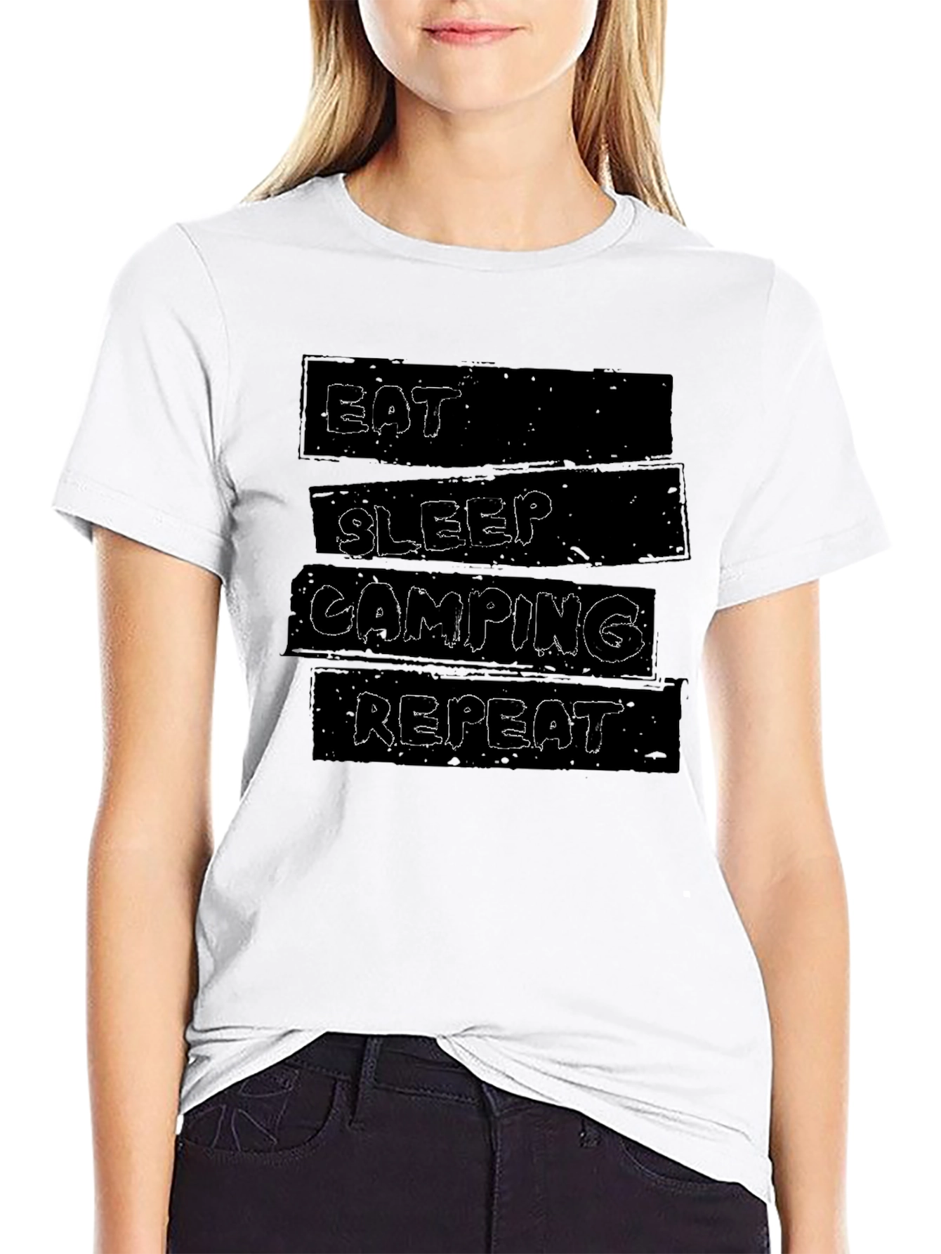Eat Sleep Camping Repeat Black T-Shirt