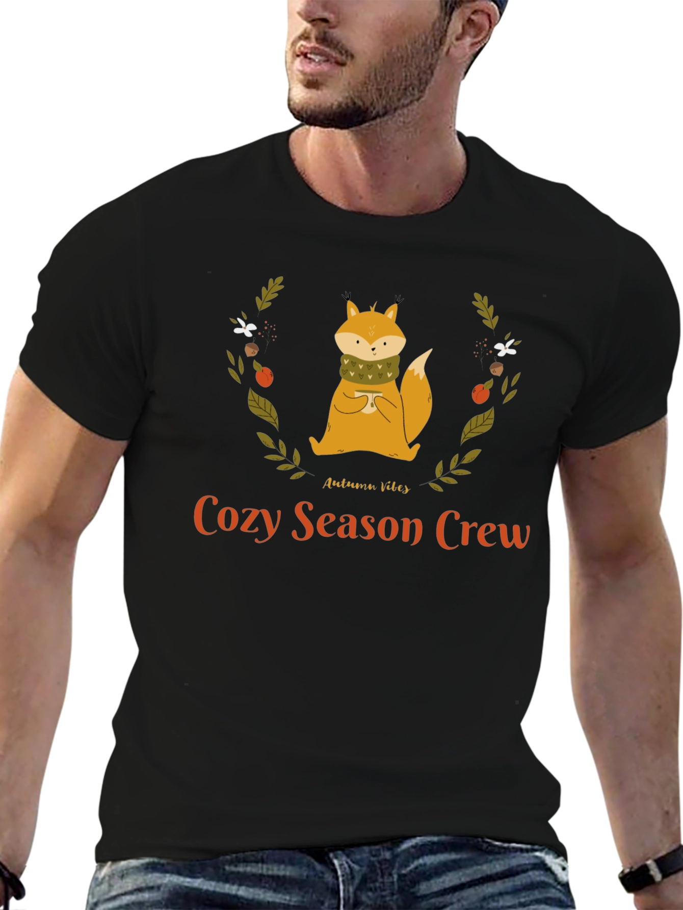 Cozy Season Crew Autumn Fox Graphic T-Shirt