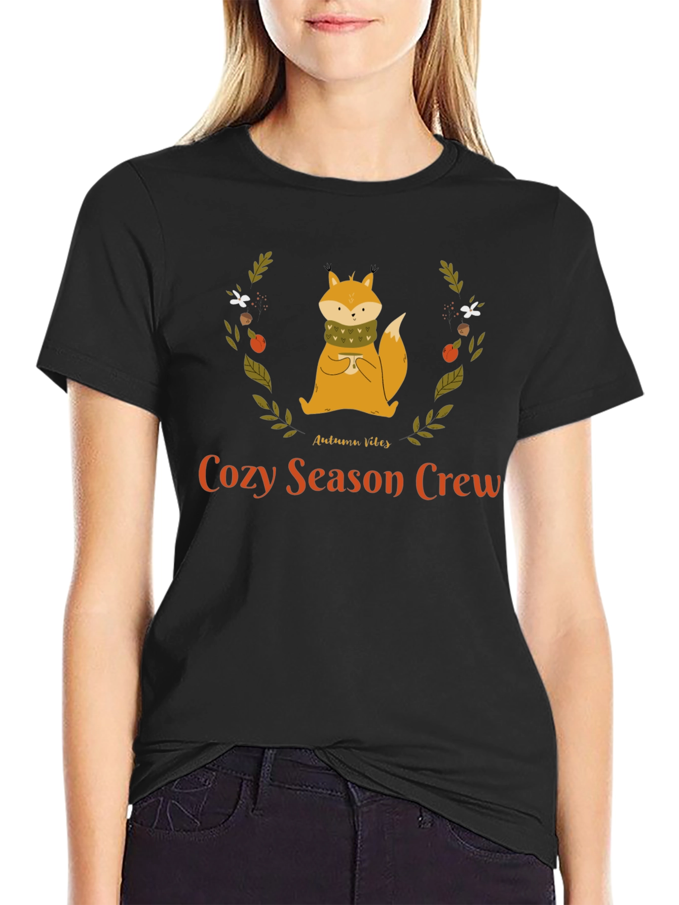 Cozy Season Crew Autumn Fox Graphic T-Shirt