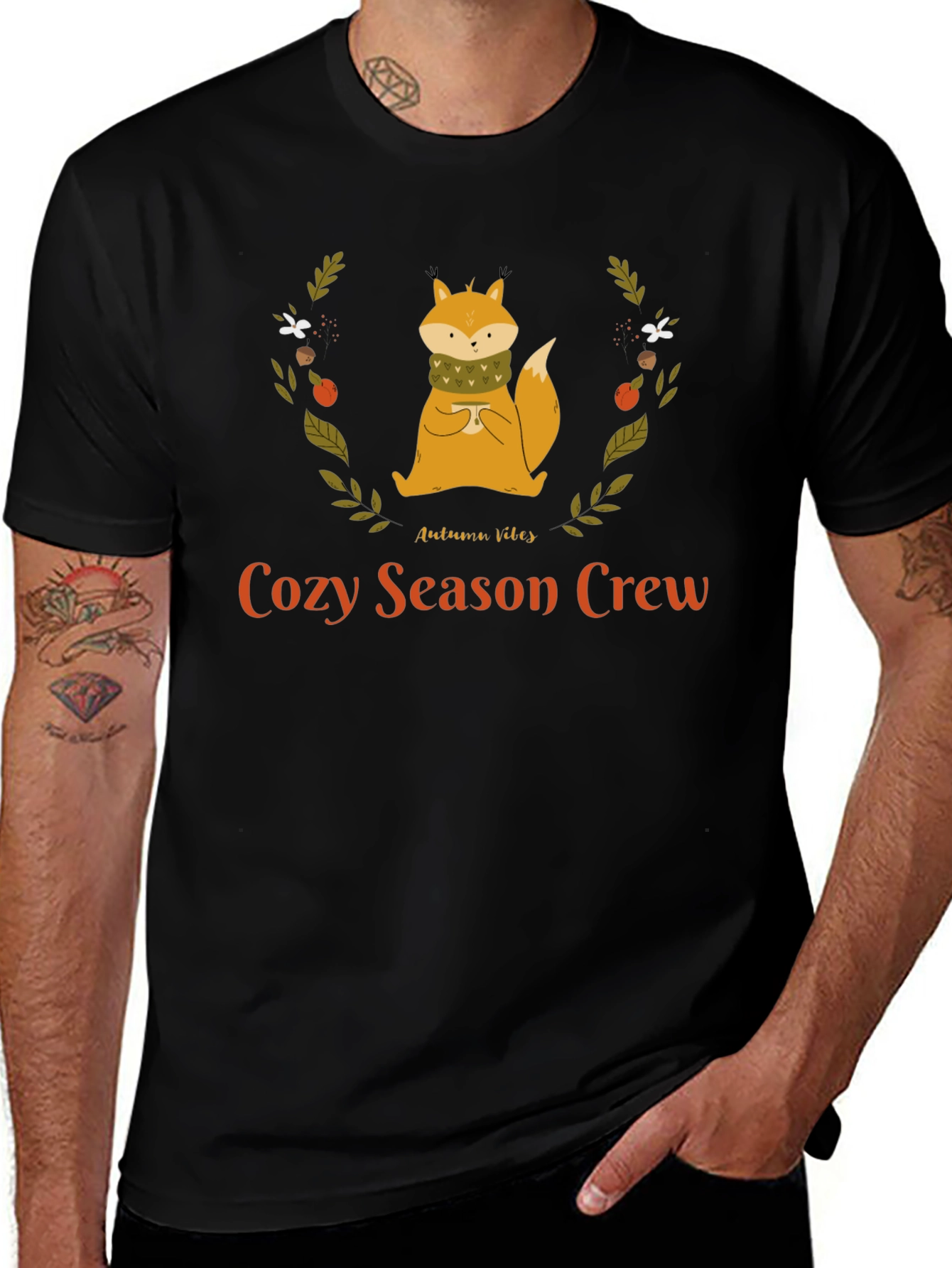 Cozy Season Crew Autumn Fox Graphic T-Shirt