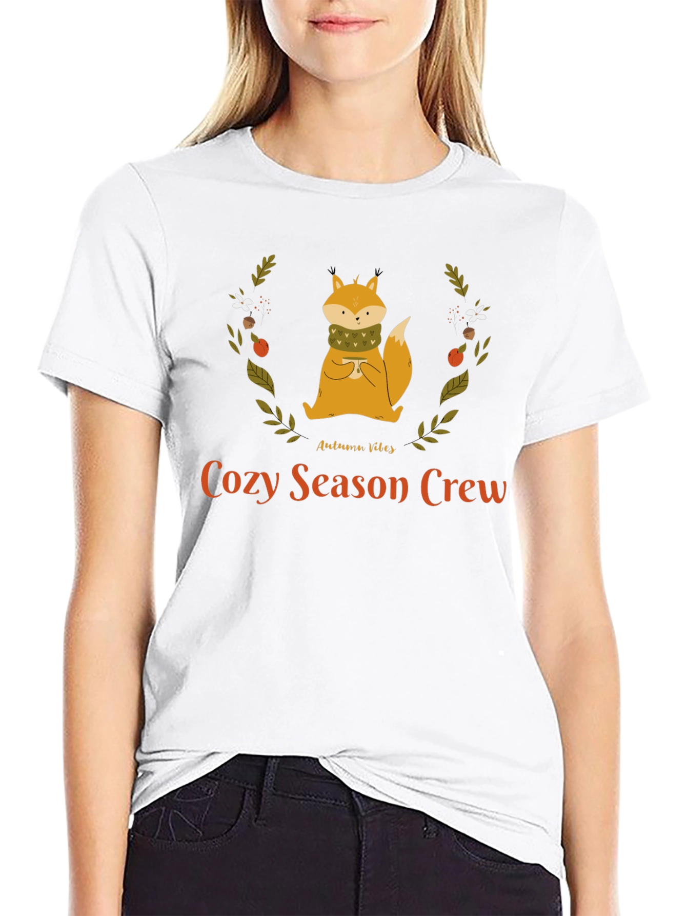 Cozy Season Crew Autumn Fox Graphic T-Shirt