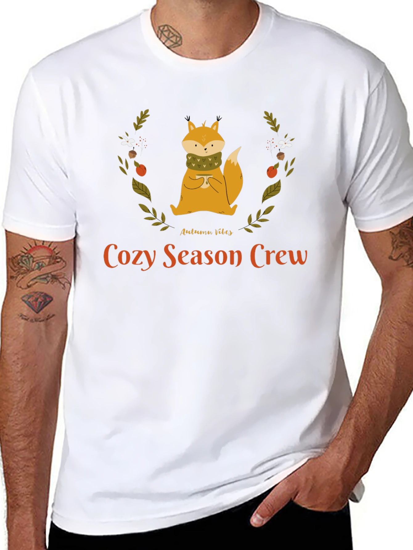Cozy Season Crew Autumn Fox Graphic T-Shirt