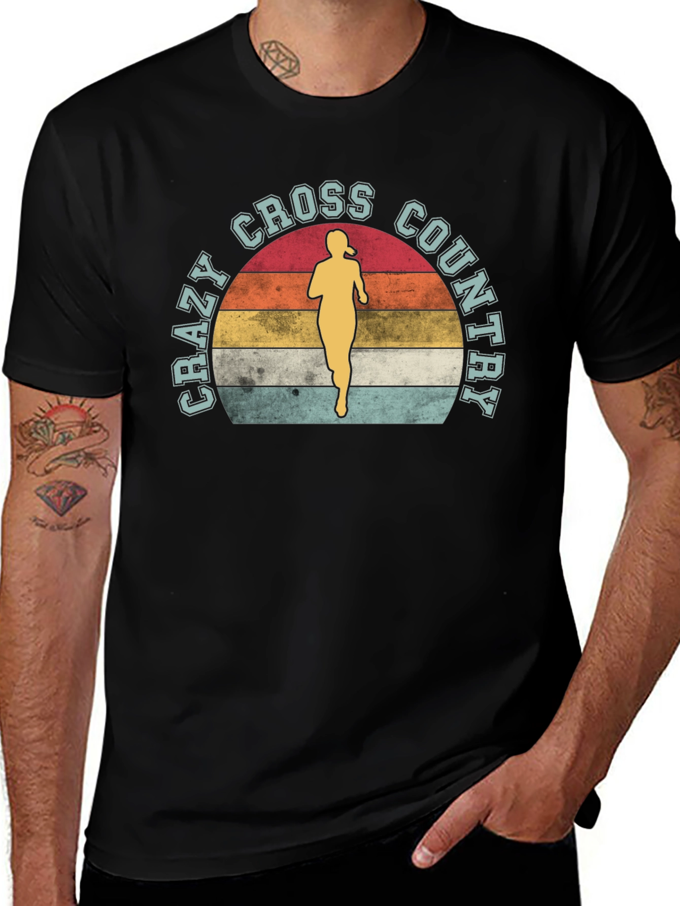Crazy Cross Country Runner Black T-Shirt