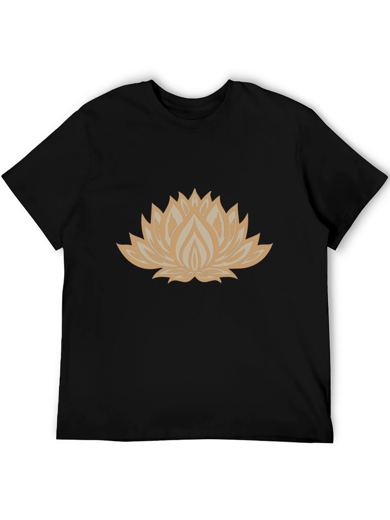 Black Tee with Lotus Flower Graphic