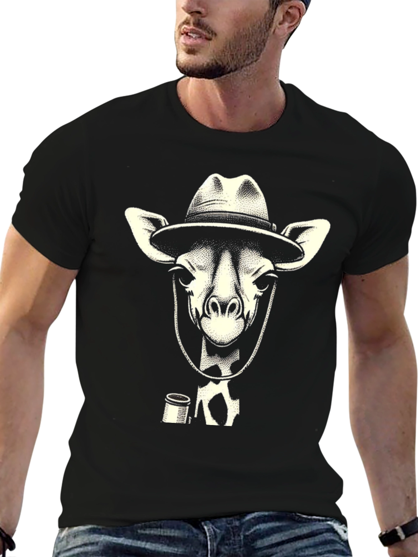 Giraffe Cowboy T-Shirt - Unique Animal Graphic Tee