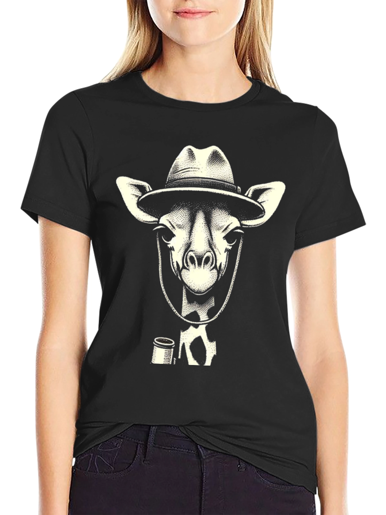 Giraffe Cowboy T-Shirt - Unique Animal Graphic Tee